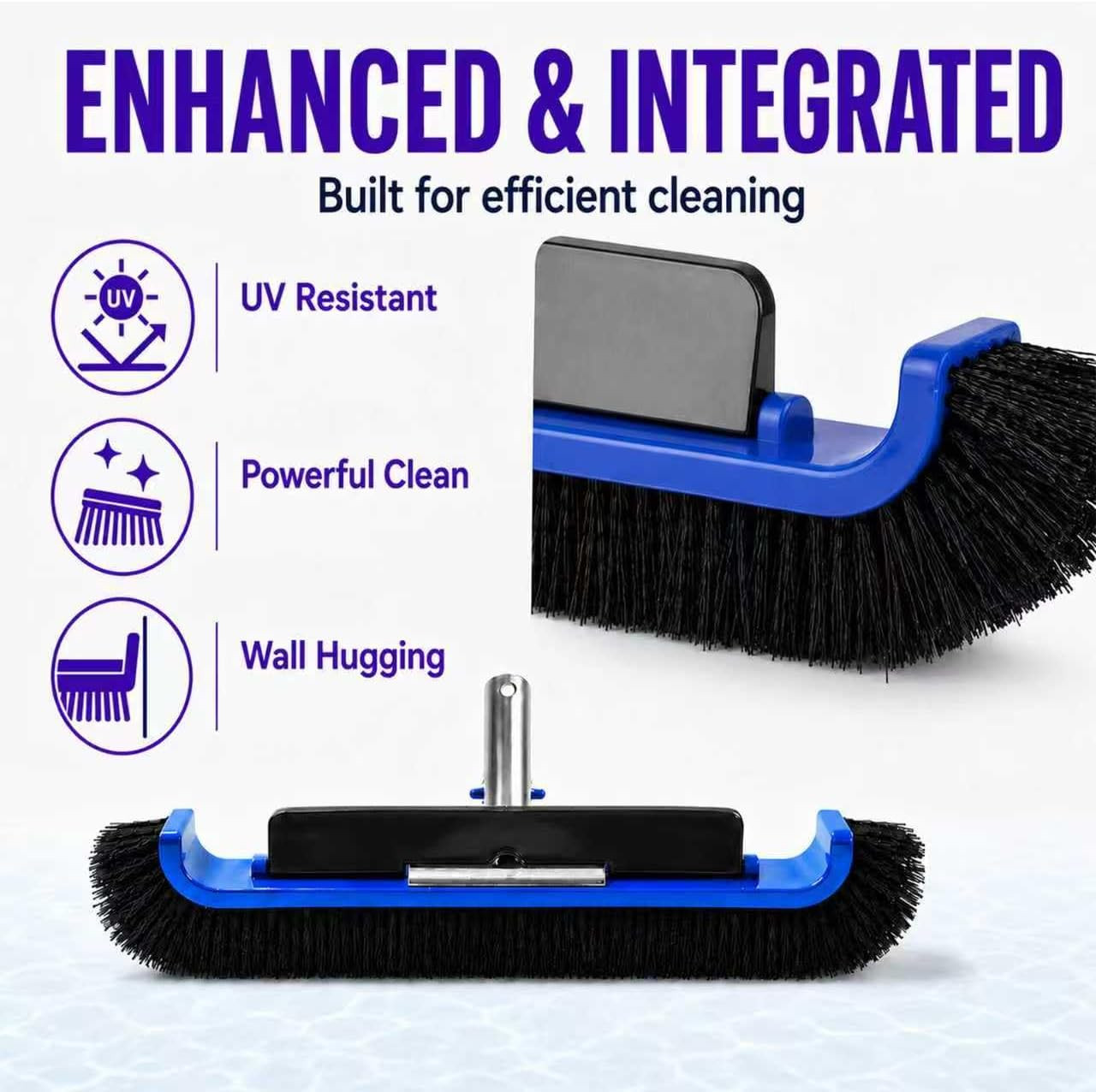 17.5&Prime; Pool Brush Head, Curved Swimming Pool Cleaning Brush with Reinforced Alumi