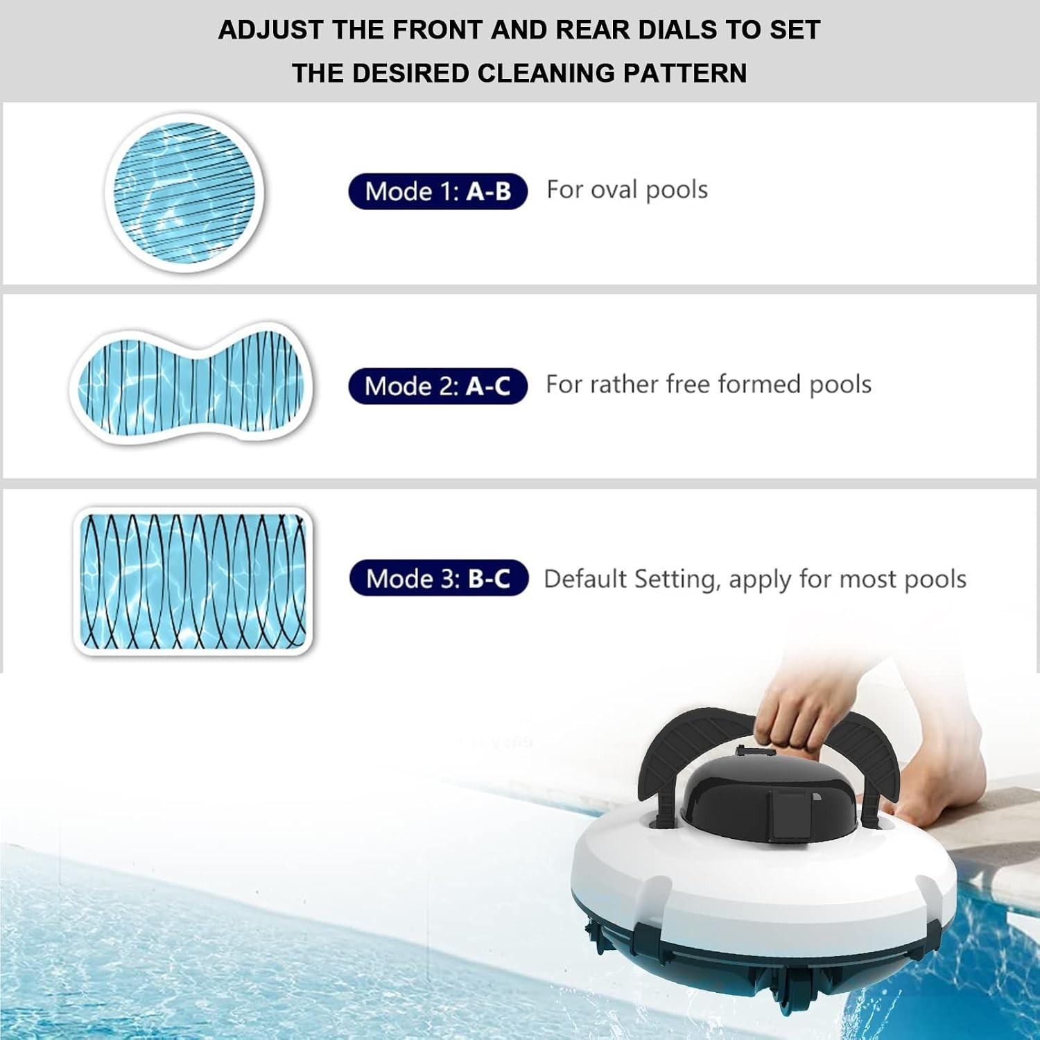 PZO-18 Robotic Cordless Pool Cleaner Smart 5200mAh Lithium Auto-Park 1000