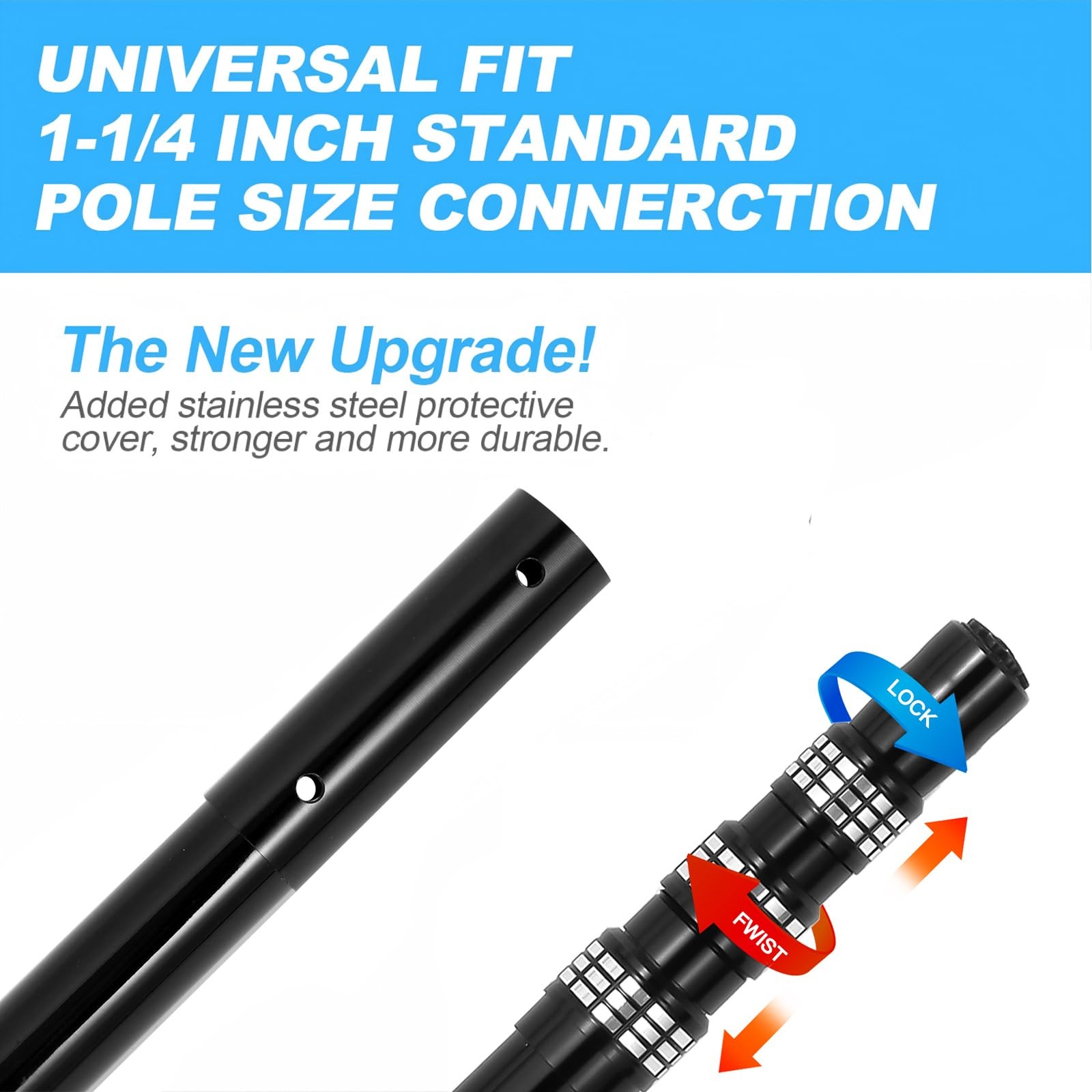 Jspjsp Carbon Fiber Pool Rod – Professional 4.5-15 Foot Telescopic 4-Piece Pool