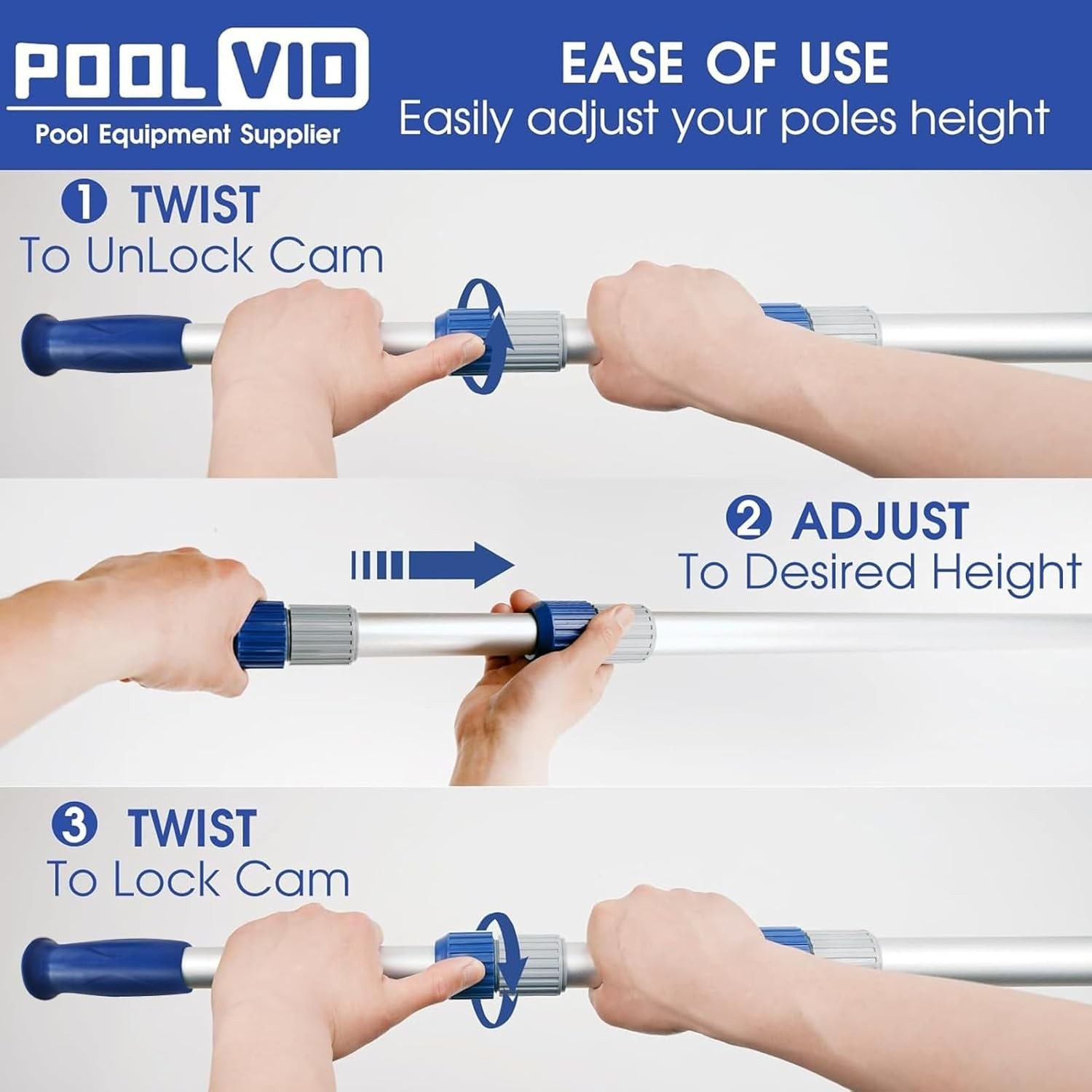 Universal Fit 15 FT Telescopic Pool Pole – Compact & Durable for Maintenance
