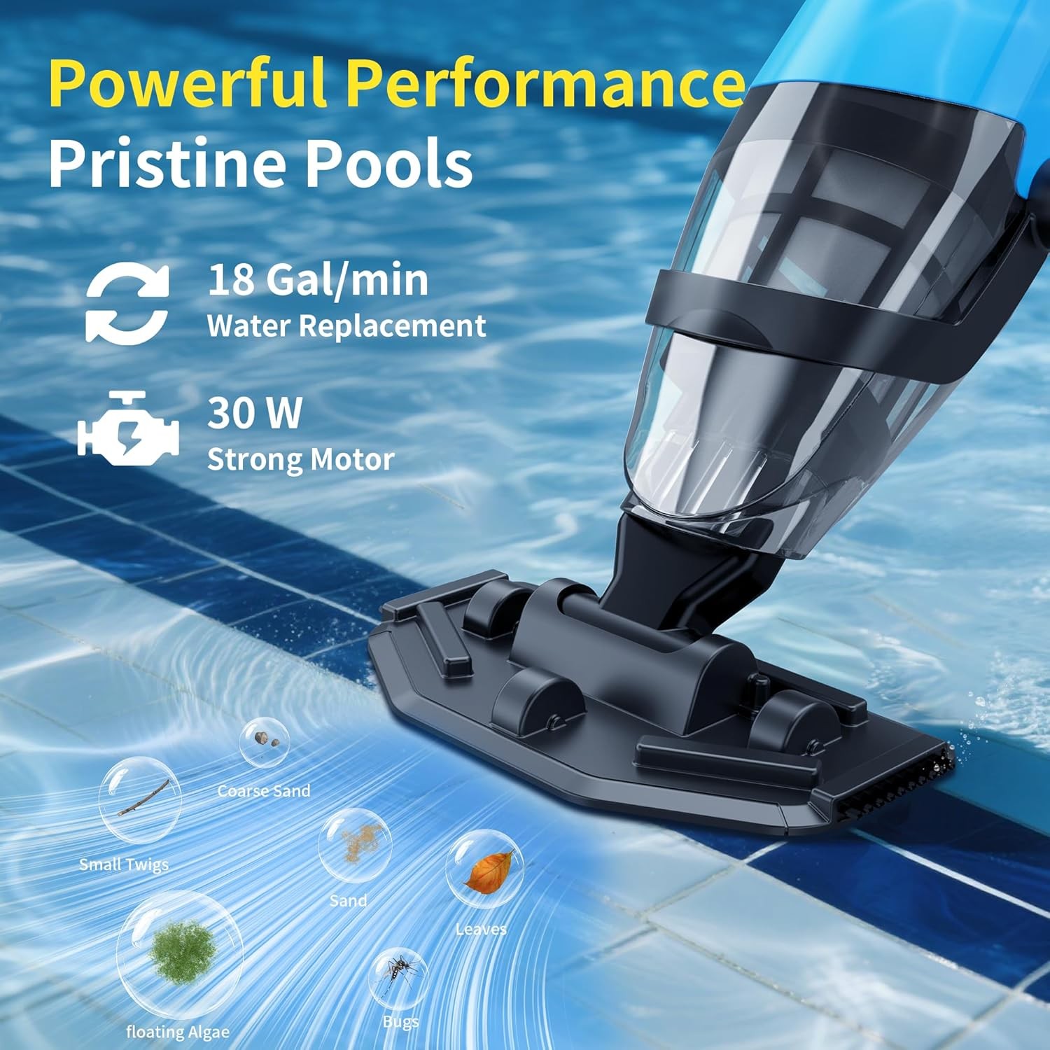 Rechargeable Pool Vacuum Pool Handheld Cleaner Above Ground 60mins Running Time
