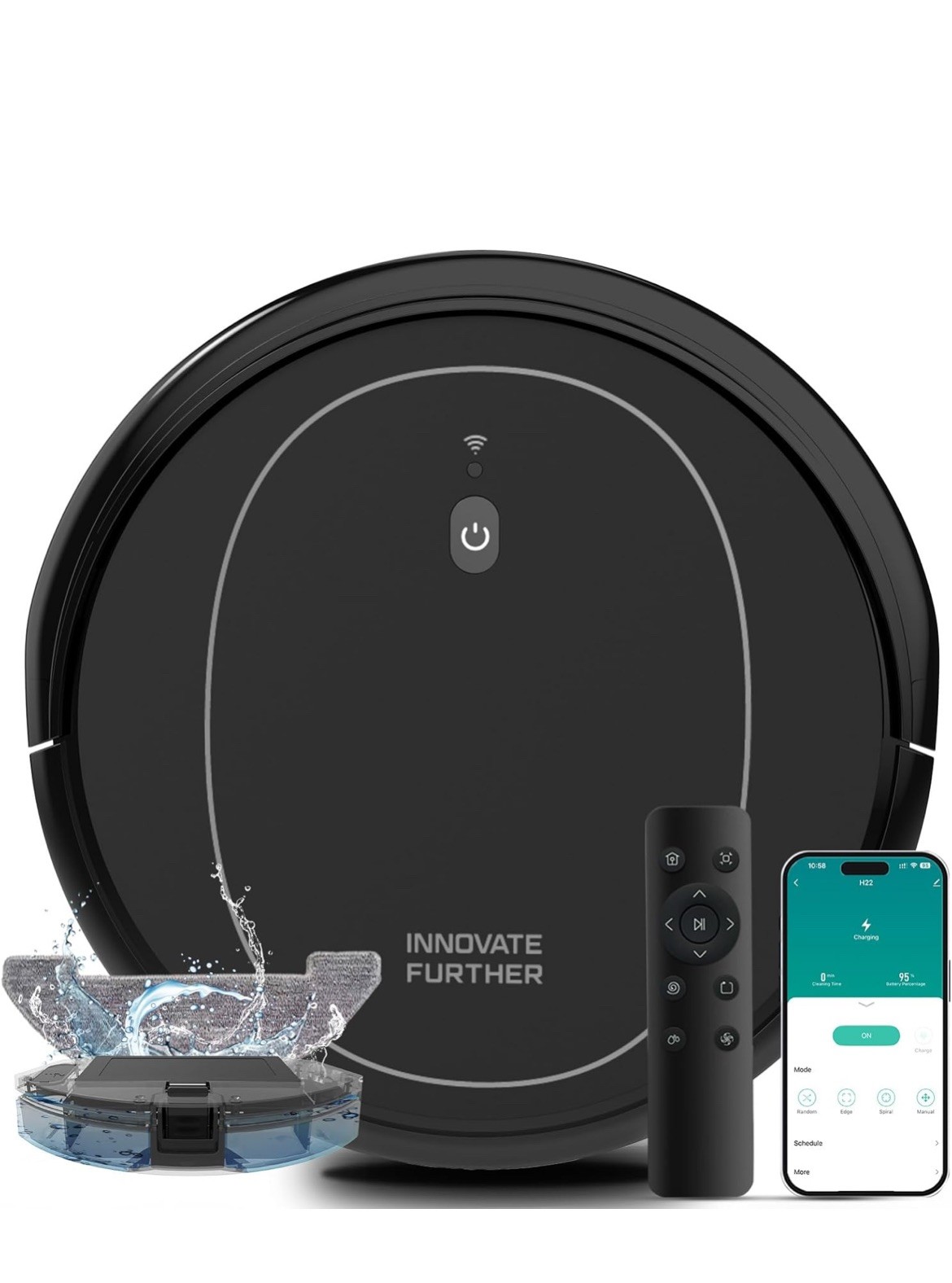 Robot Vacuum and Mop Combo 4000Pa Strong Suction wife/app/Alexa control Slim