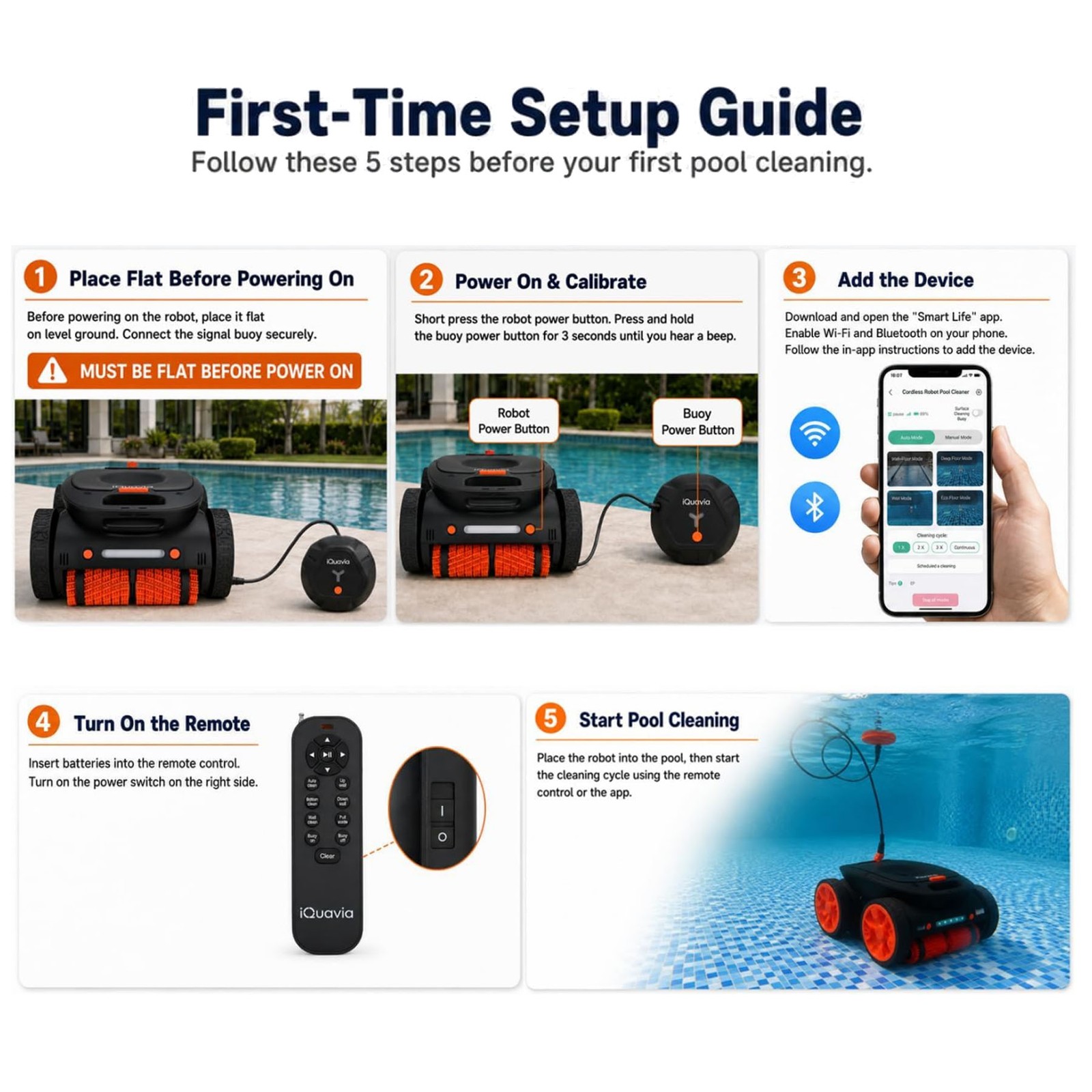 5460GPH Robotic Pool Cleaner with App&Remote, Signal Buoy, Auto-Park