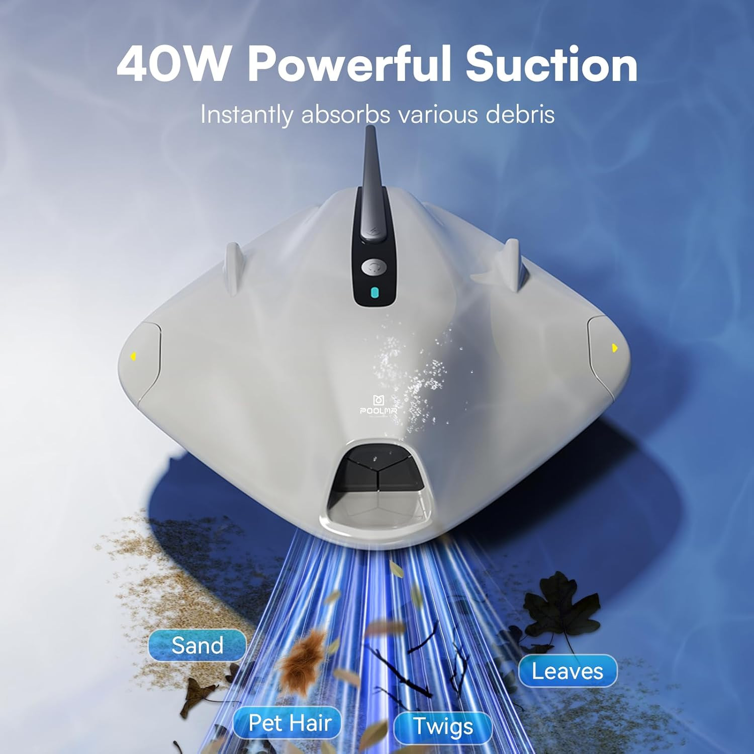 Cordless Robotic Pool Cleaner – above Ground Pool Vacuum Robot – 40W Strong Suct