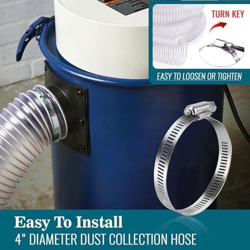 4&Prime; X 10&prime; Dust Collection Flexible Hose with 4 In Clamp Heavy Duty Pvc Dust