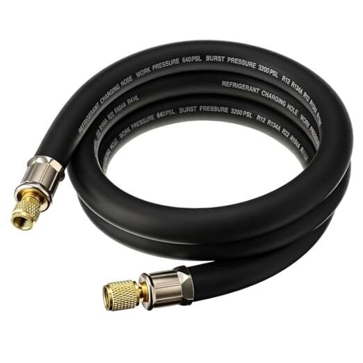 HVAC Refrigerant Charging Vacuum Hose, 6 ft, 800 Psi 3/8&Prime; to 1/4&Prime; Fittings