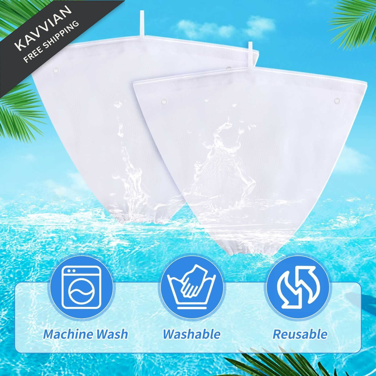Riakrum 2 Pcs Pool Cleaner Fine Filter Bag Replacement Spa Part white