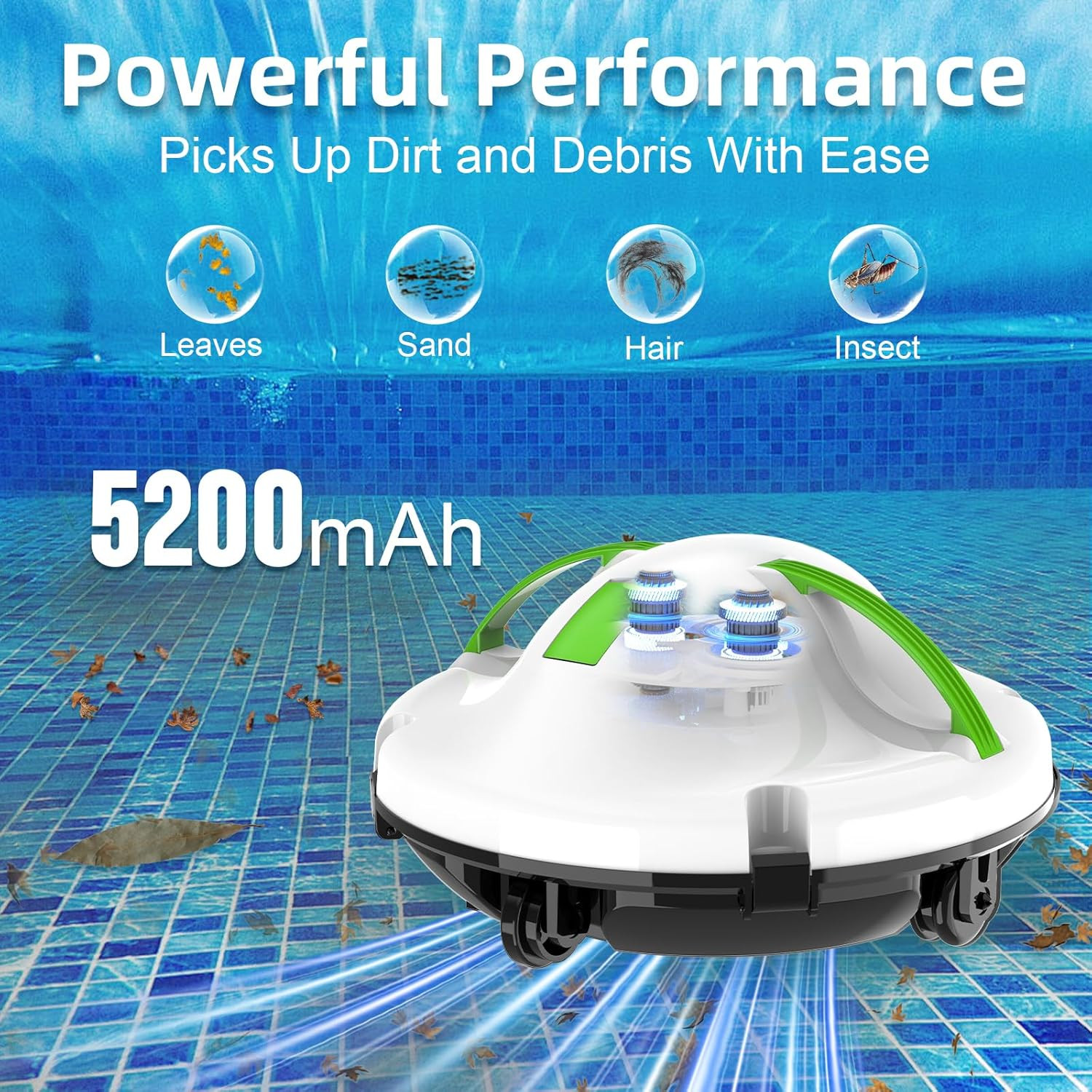 2026 Cordless Robotic Pool Cleaner, Pool Vacuum for above Ground Pool with 120 M
