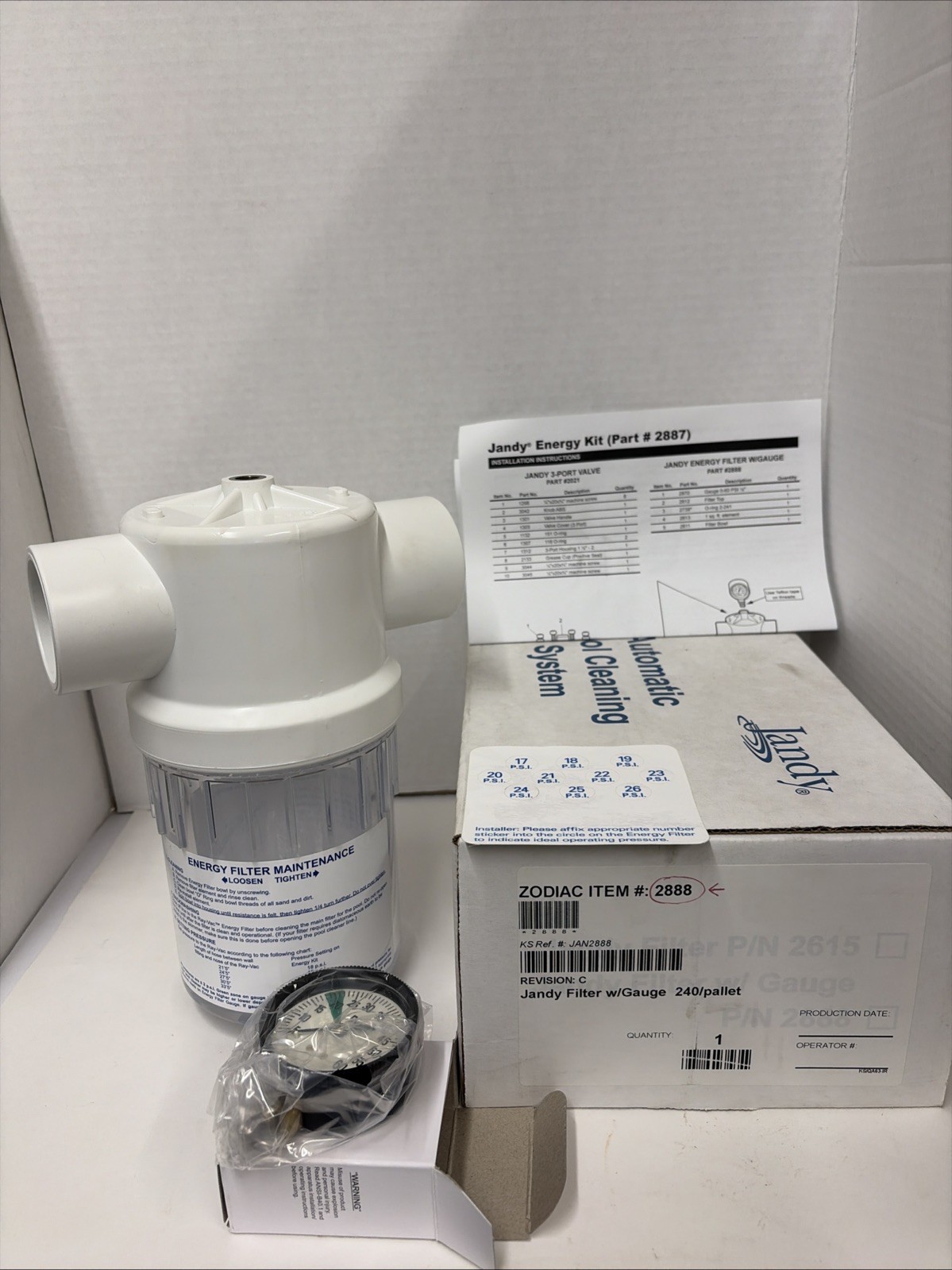 Jandy 2888 Ray-Vac Pro Series Energy Filter Kit w/Gauge