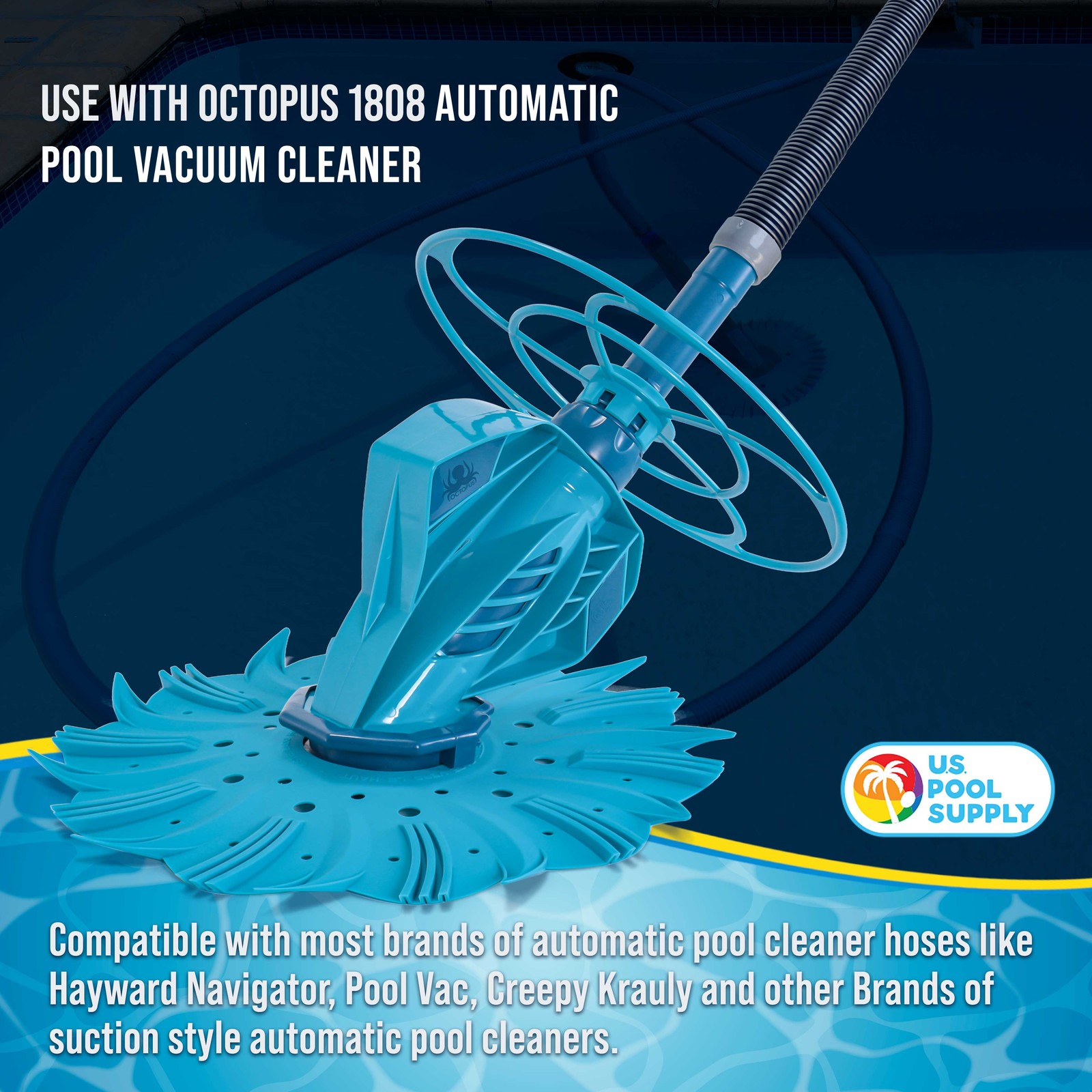 8 Piece Swimming Pool Vacuum Cleaner Hose Set, Blue & Gray 40&Prime; Flexible Sections
