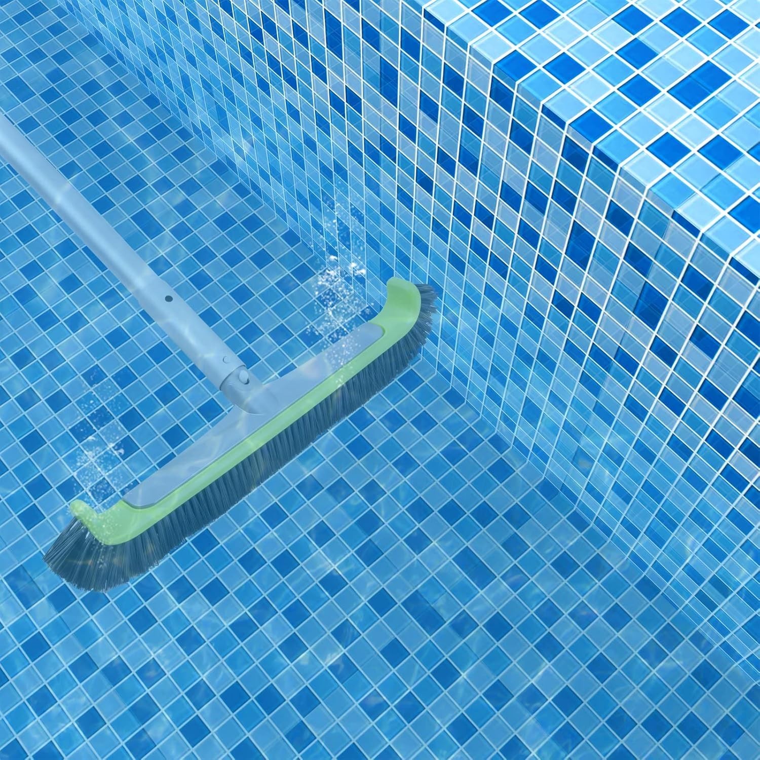 17.5&Prime; Heavy-Duty Pool Cleaning Brush with Curved Edges for Safe Wall Scrubbing