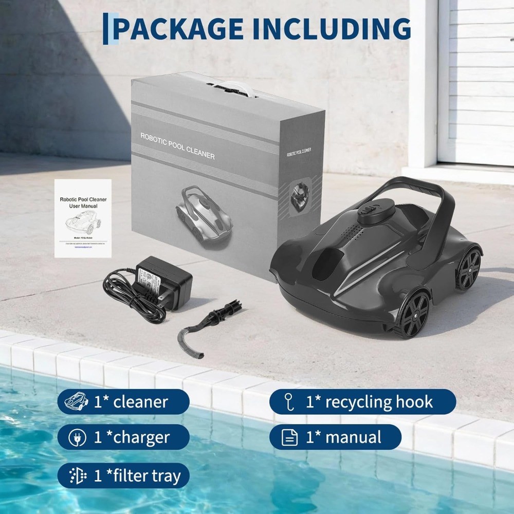 For 860Sq.Ft 2H Runtime Cordless Robotic Pool Cleaner Wall Climbing Waterline US