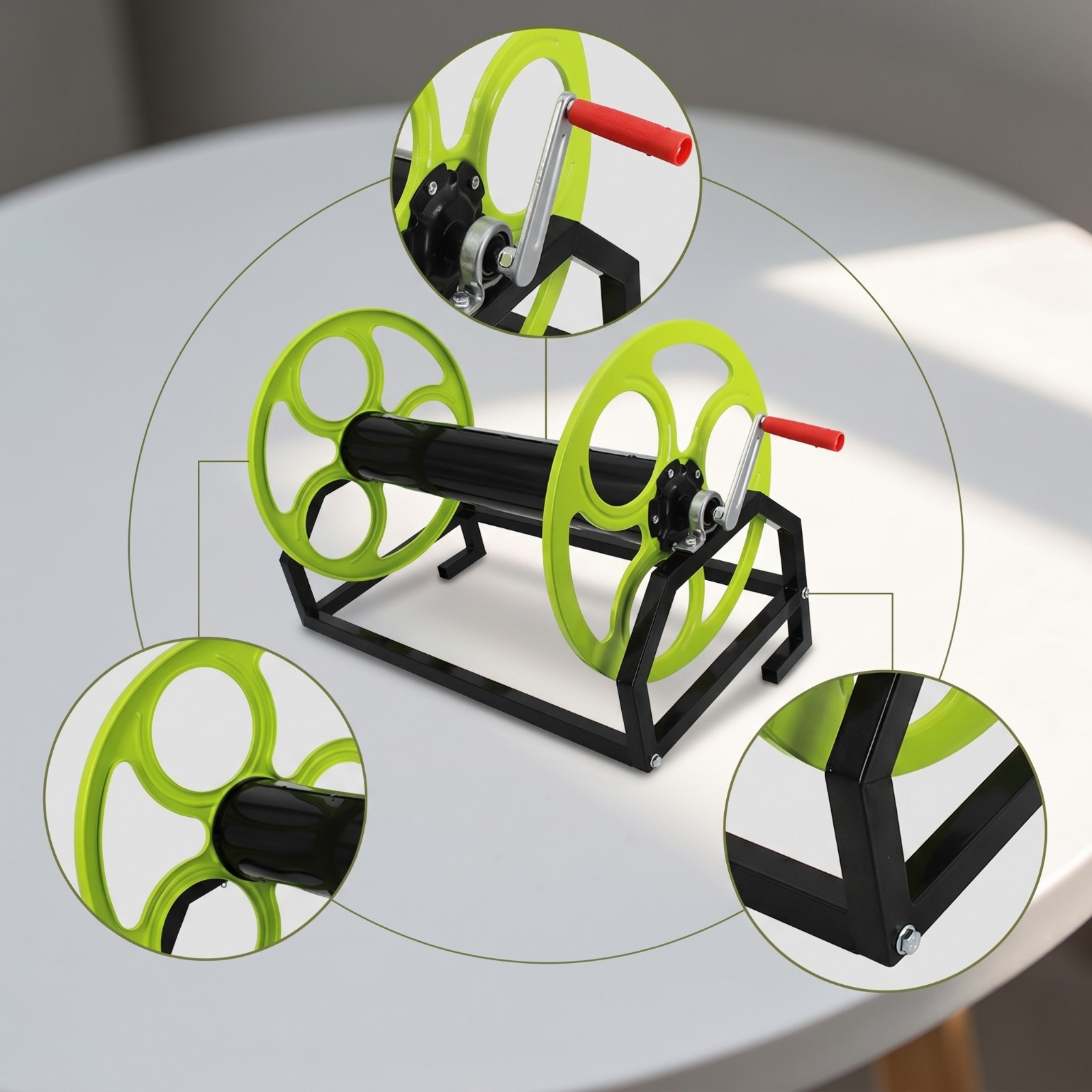 Hose Reel Stand Large-Capacity Hose Rack with Hand Crank Easy to Install