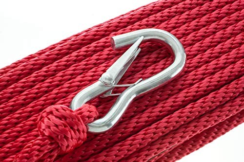 11736-7 Solid Braided MFP Anchor Line, Red, Spring Hook, 3/8-Inch Diameter,