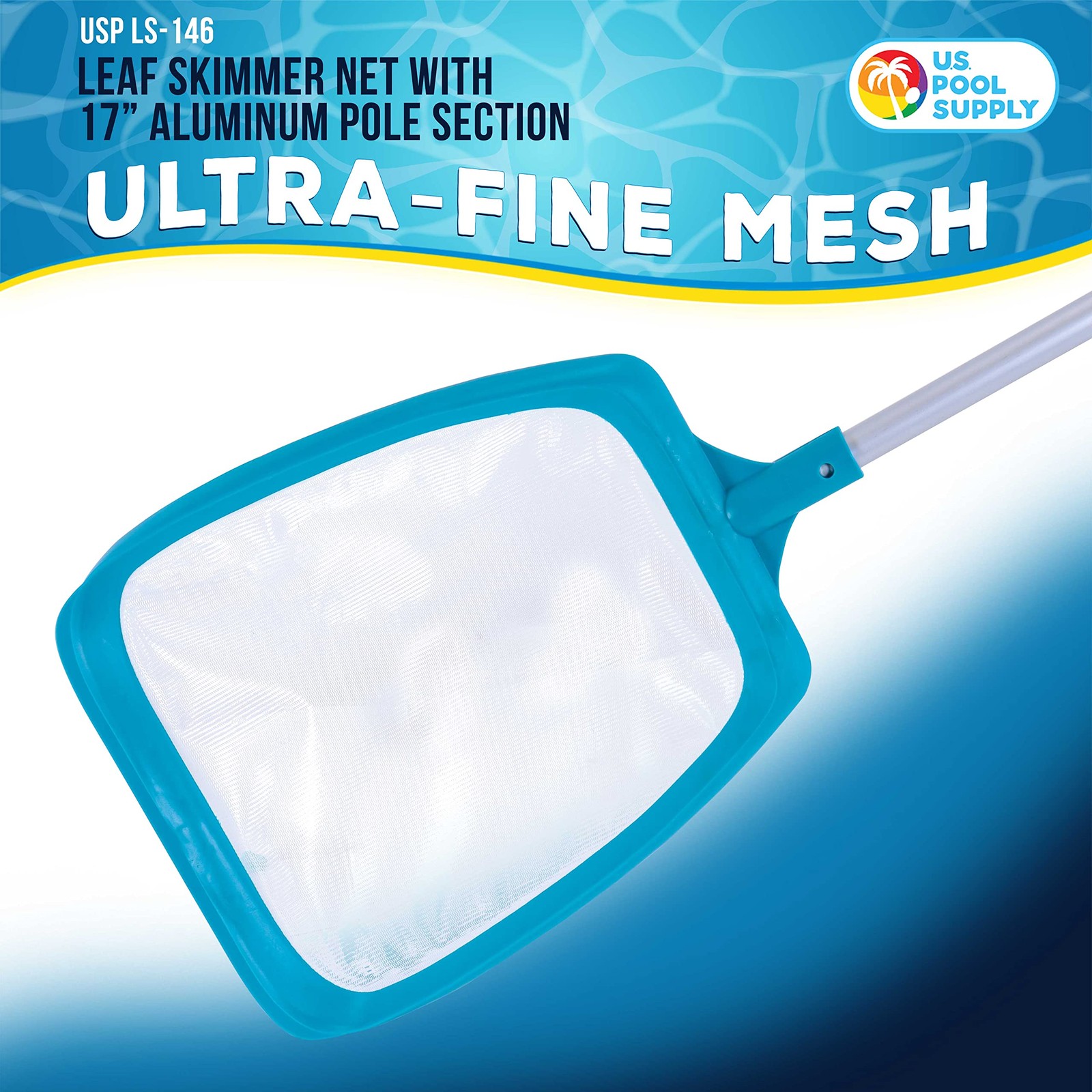 Pool Spa Hot Tub Leaf Skimmer Net with 17 Aluminum Pole Ultra Fine Mesh Cleaning