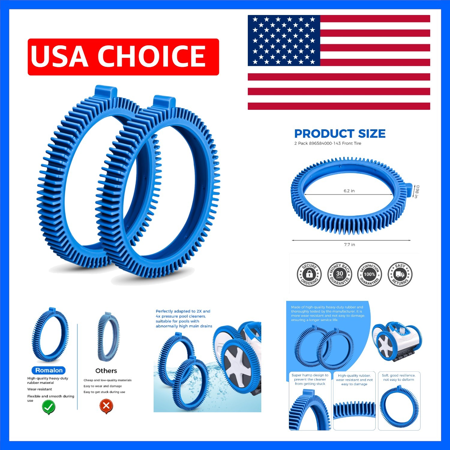 Blue Front Tire Kit 896584000-143 with Super Hump2 Pack Compatible with Haywo…