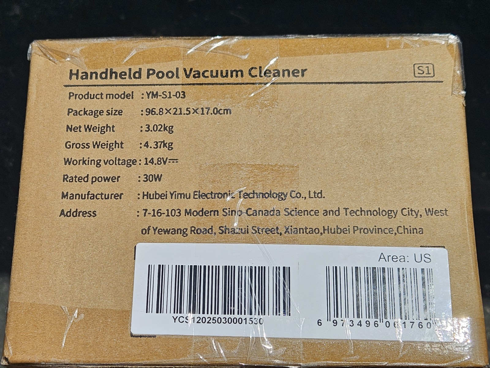 YM-S1-03 Cordless Handheld Pool Vacuum Cleaner Rechargeable IPX8 Waterproof