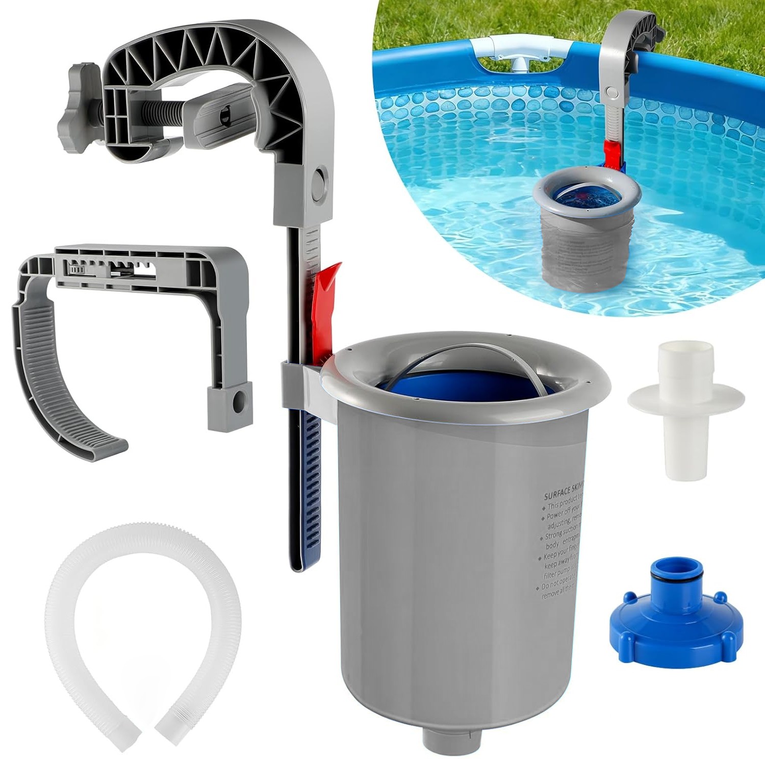 Adjustable Clip Hanging Pool Debris Filter–For Above Ground Floating Dirt&Leaves