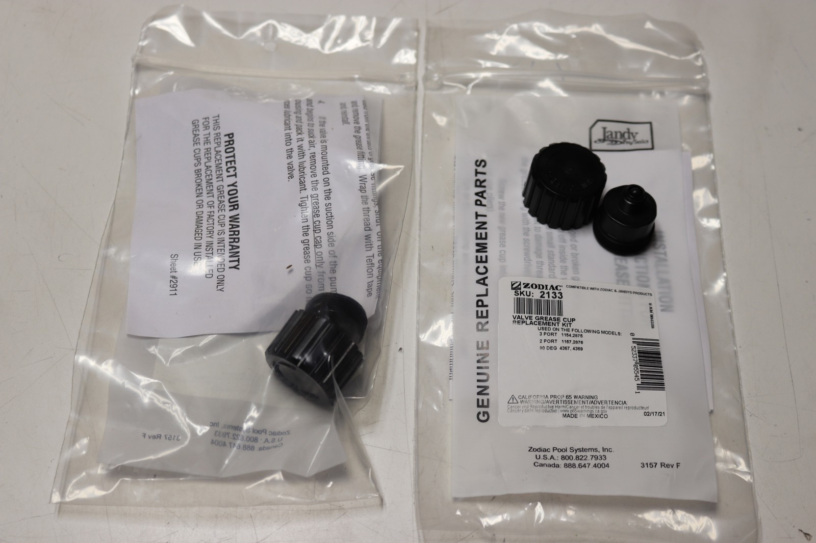 2x Lot Zodiac 2133 Valve Grease Cup Replacement 1154 2875 1157 2876 4367 4369