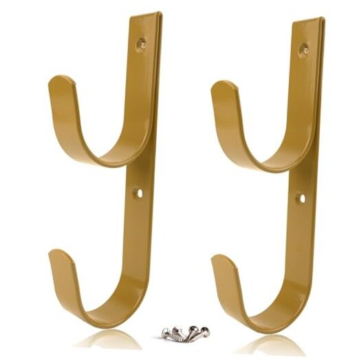 2 PCS Set Wide Pool Pole Hangers Heavy Duty Aluminium Holder Hooks with Brown