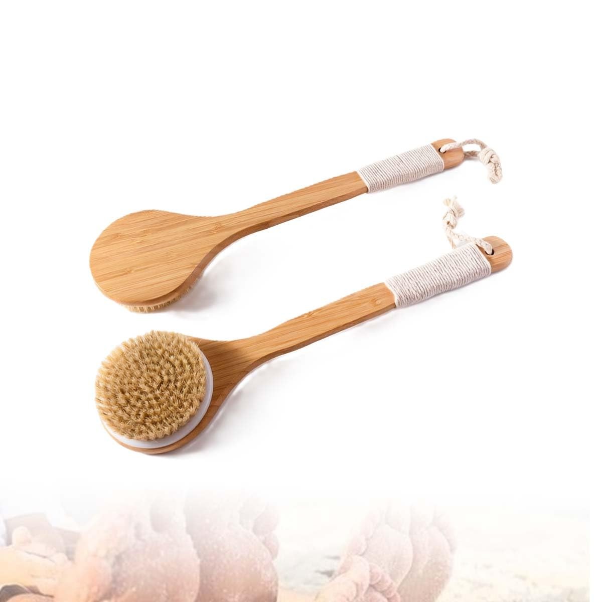 Long Handle Bamboo Body Brush, Soft Bristles for Shower Back & Feet, Beach Sa…