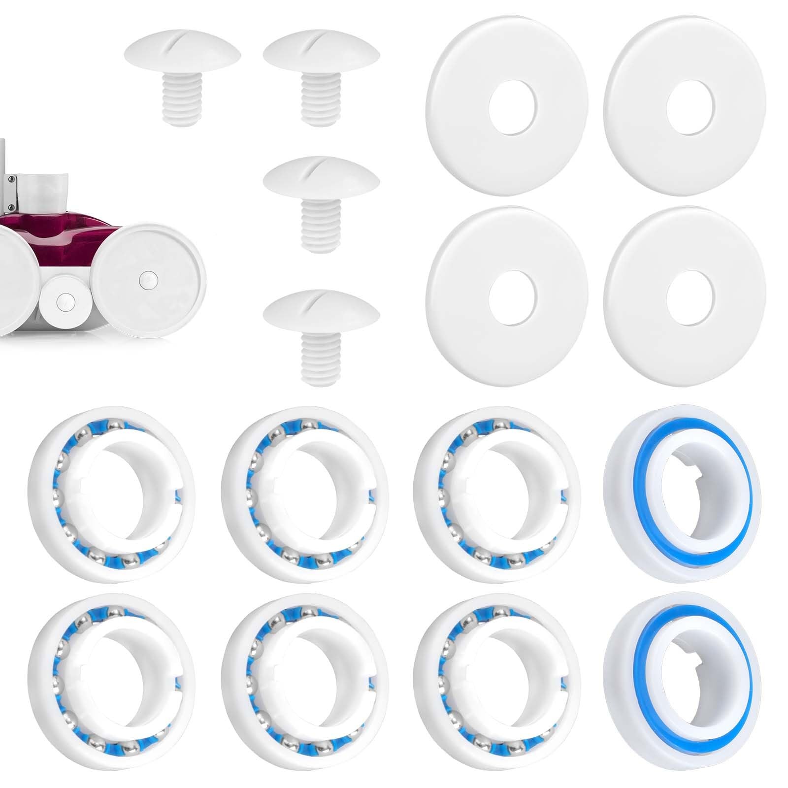 PEUTIER Pool Cleaner Rebuild Kit, 8pcs Wheel Ball Bearings, White, Compatible