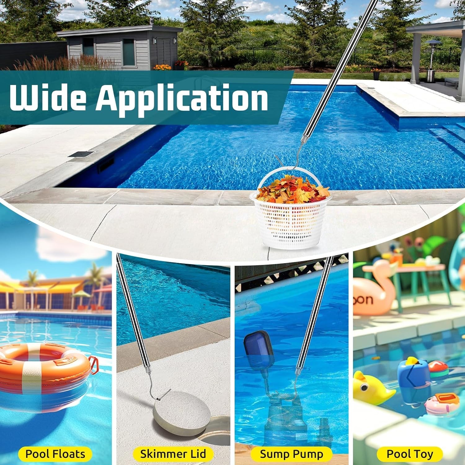 Telescopic Pool Cleaner Retrieval Hook & Pole Set