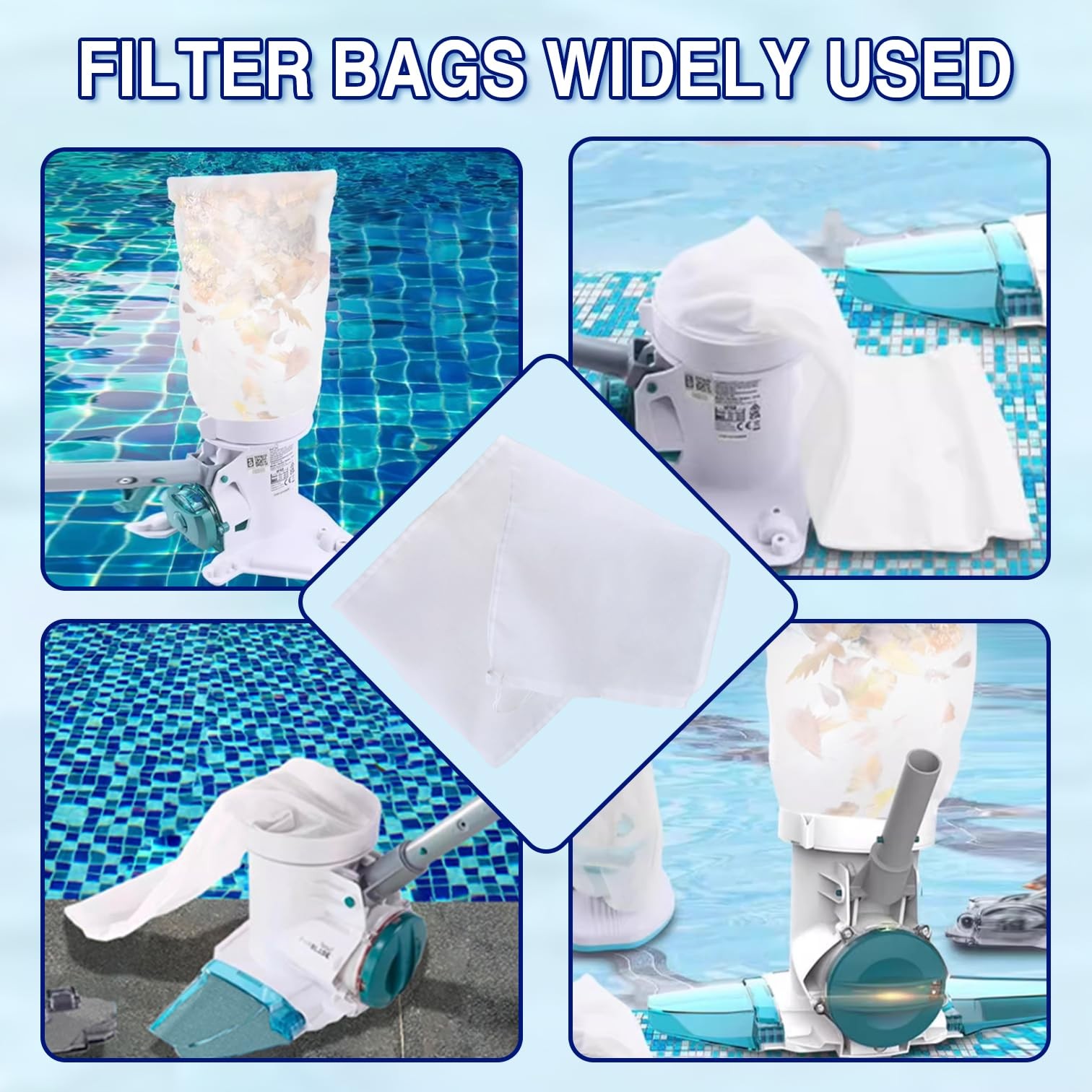2 PCS Filter Bags, 180 Microns and 75 Microns Set Rechargeable Pool Leaf Vacu…