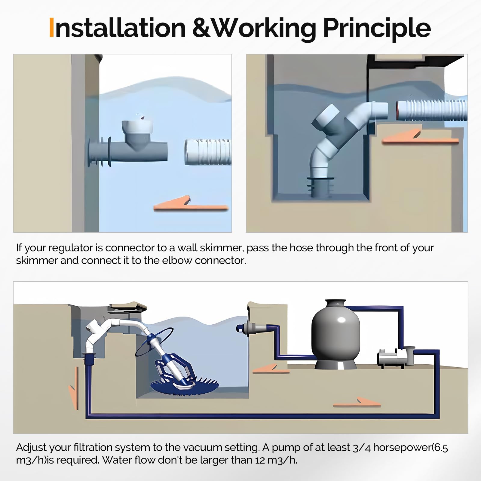 VINGLI Pool Vacuum Cleaner Automatic Sweeper Swimming Creepy Gray&White