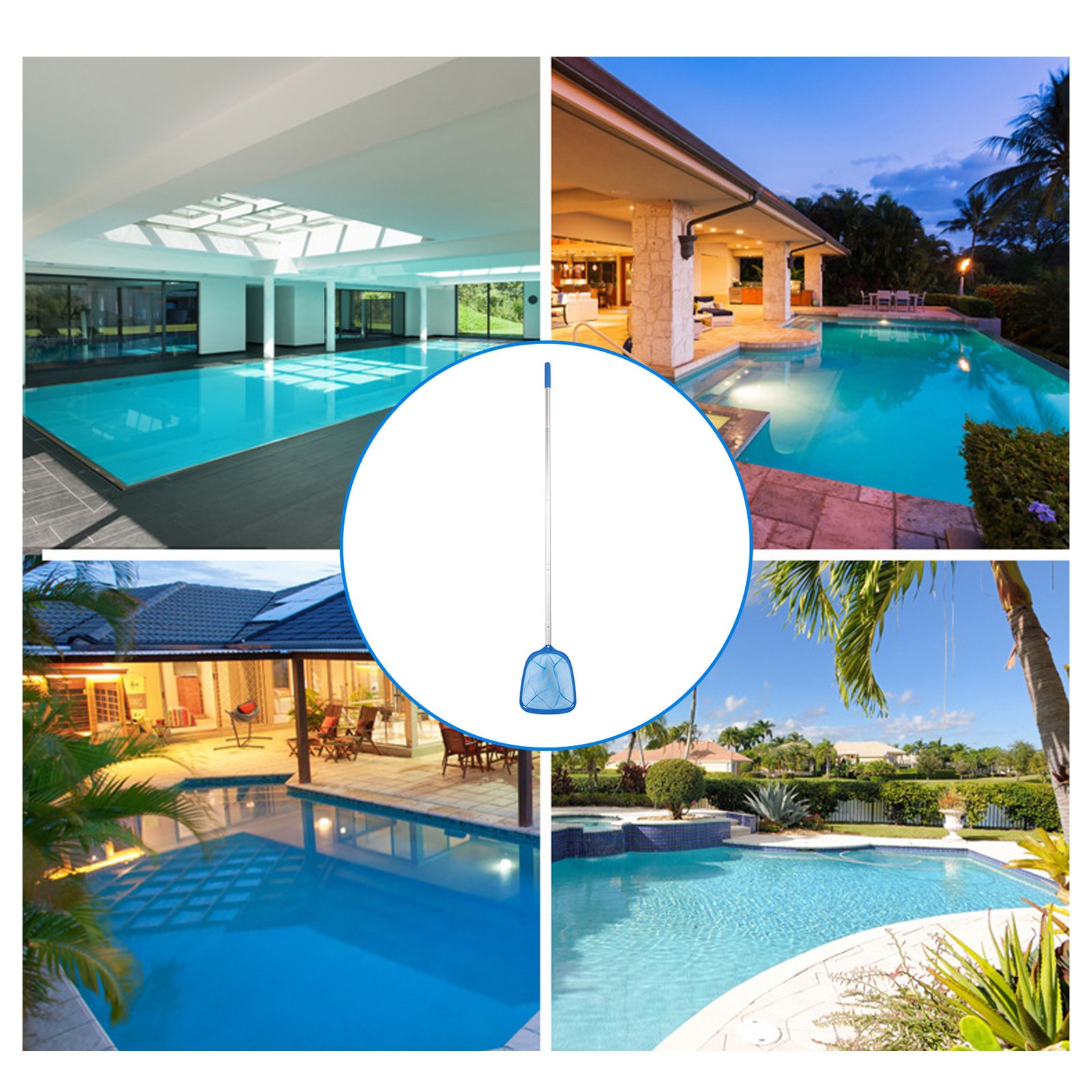 Pool Skimmer Net With Pole Adjustable Length For Quick Cleaning Easy To Use