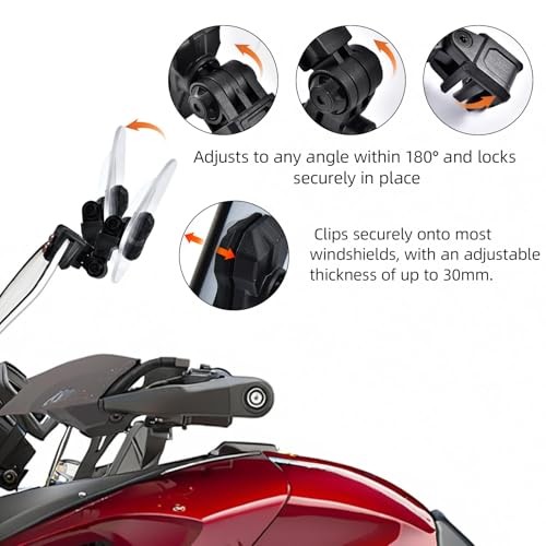 Motorcycle Windshield Extension, Upgraded Heightened Adjustable Smoke Grey