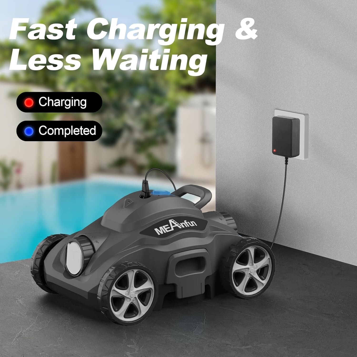 2024 New Cordless Robotic Pool Vacuum Cleaner, Last 110 Mins & Clean 1076 Sq. Ft