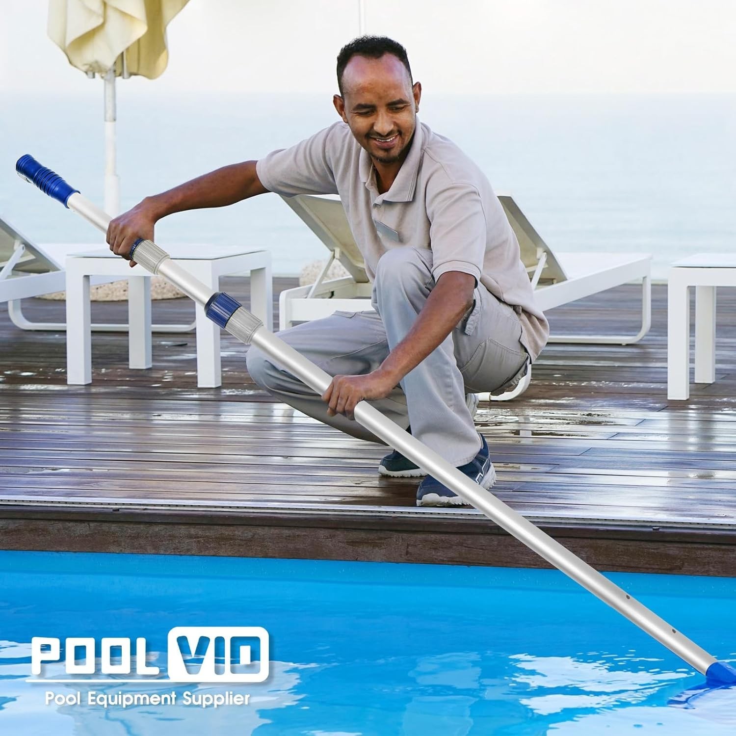 Pool Telescopic Pool Pole 12 Ft Adjustable Aluminum Pool Cleaning Tool for