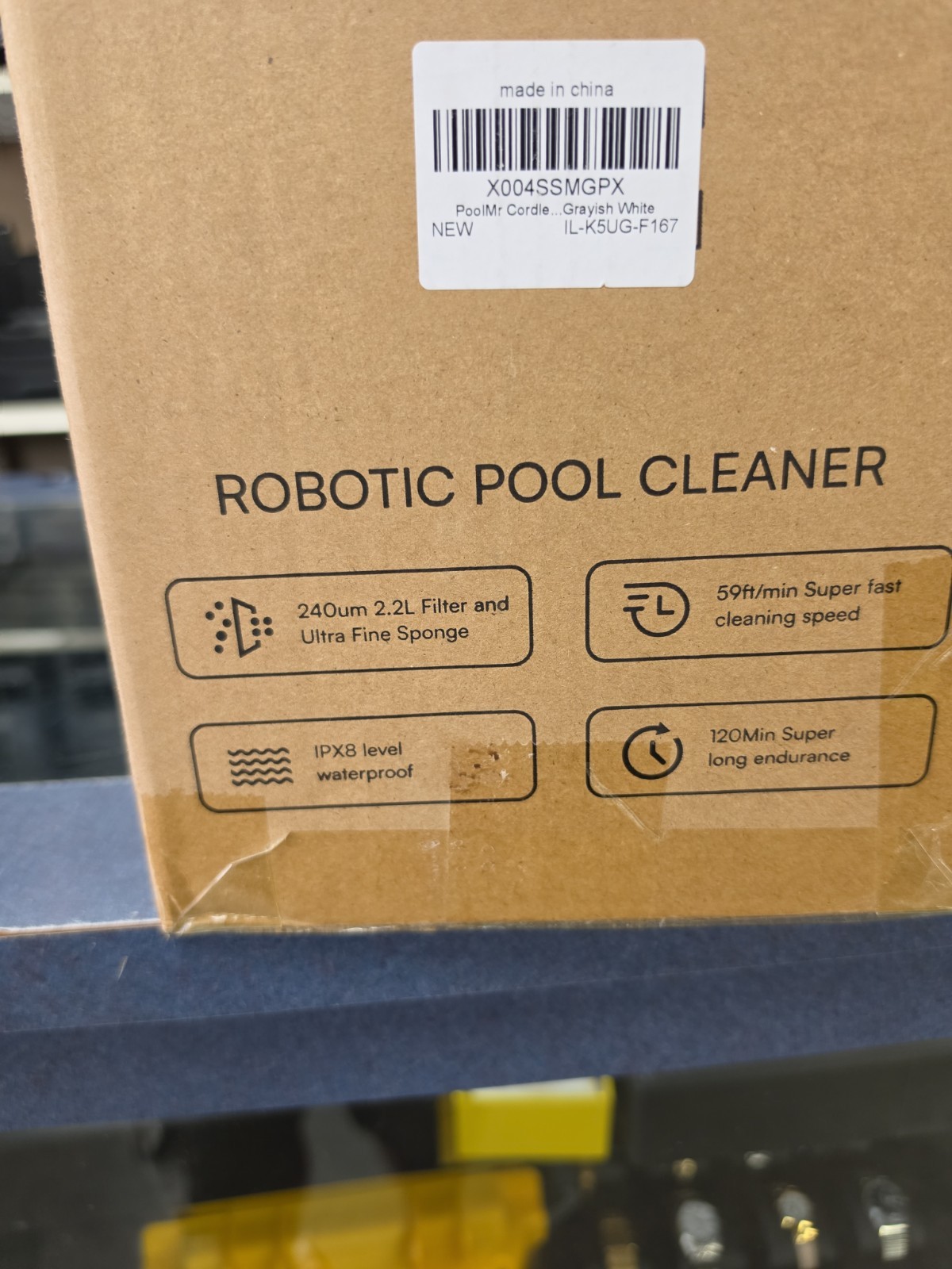POOLMR CORDLESS ROBOTIC POOL CLEANER – ABOVE GROUND POOL VACUUM – WHITE/BLACK
