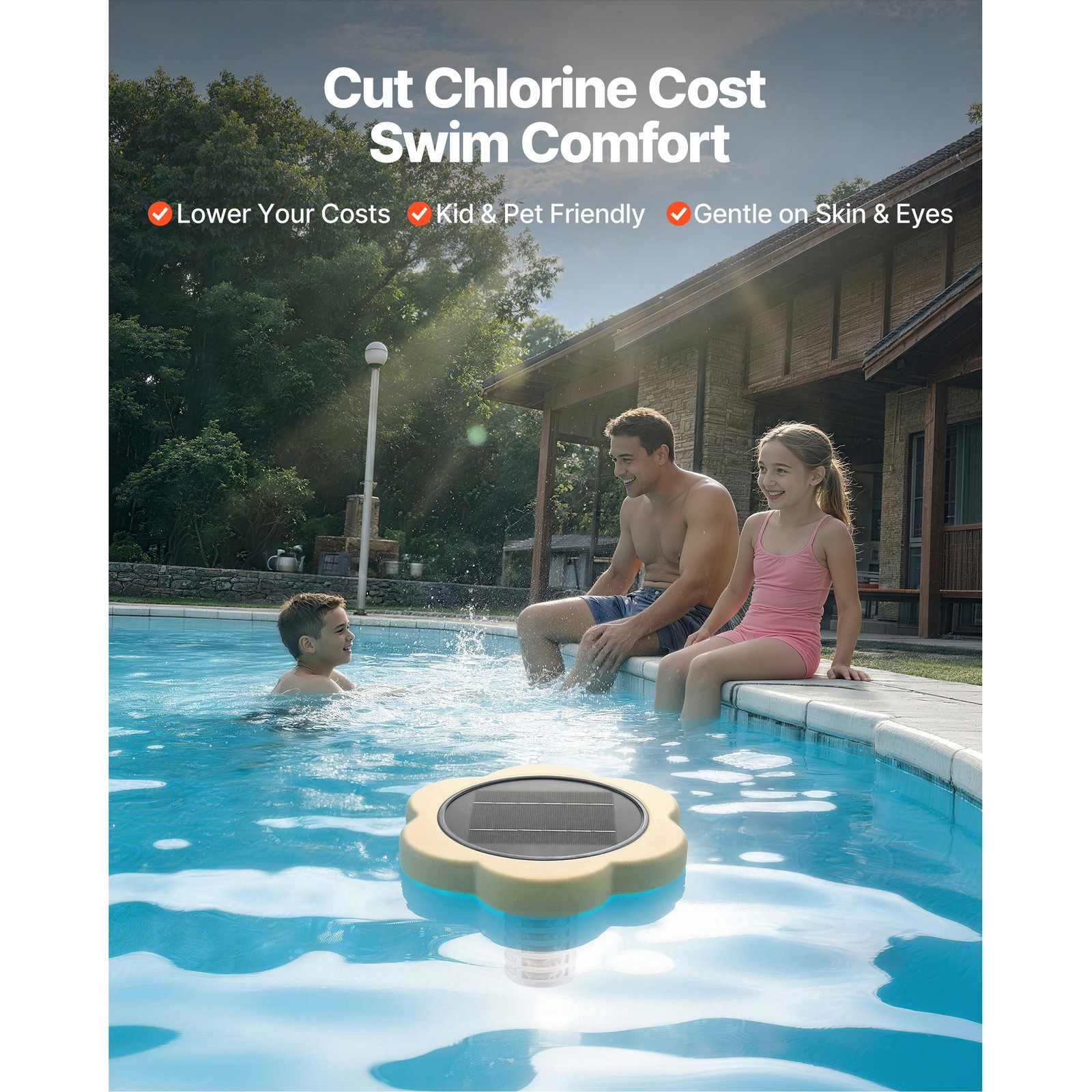Uimoso Solar Pool Ionizer with Copper Anode for Pools Up to 45000 Gallons,Yellow