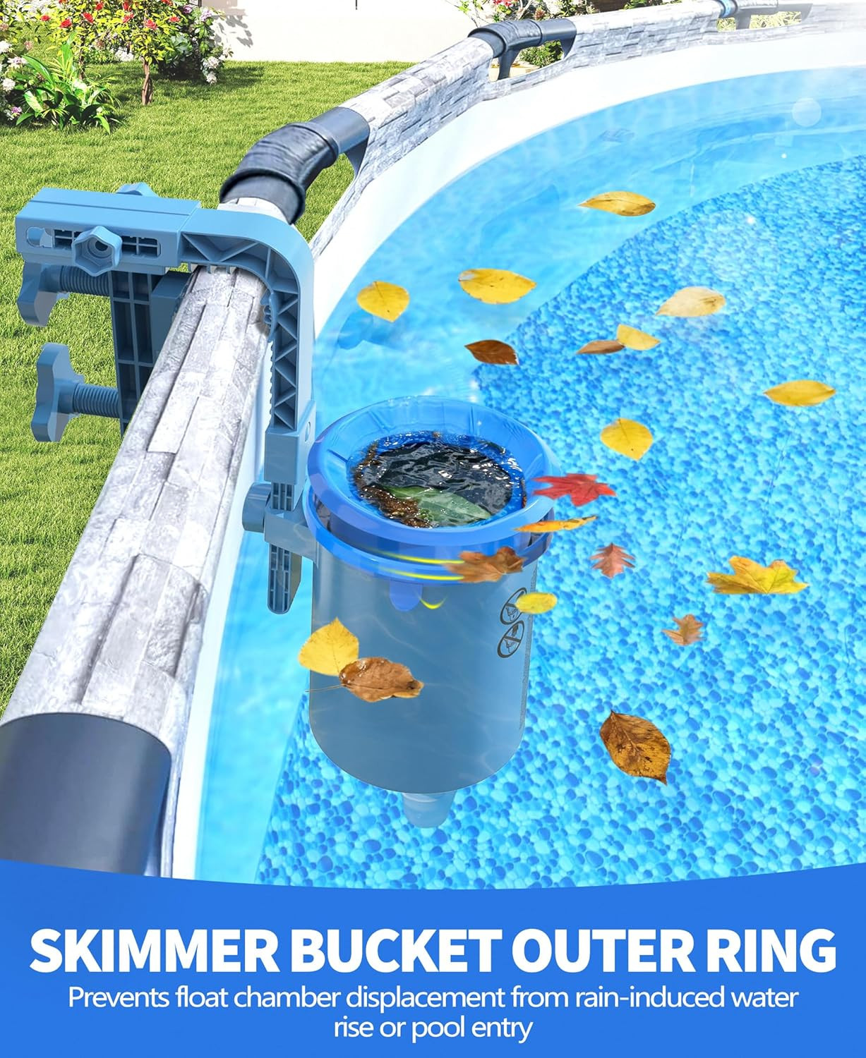 Upgrade above Ground Pool Skimmer Comes with 3 Socks, Anti-Tilt Wall Mount Surfa