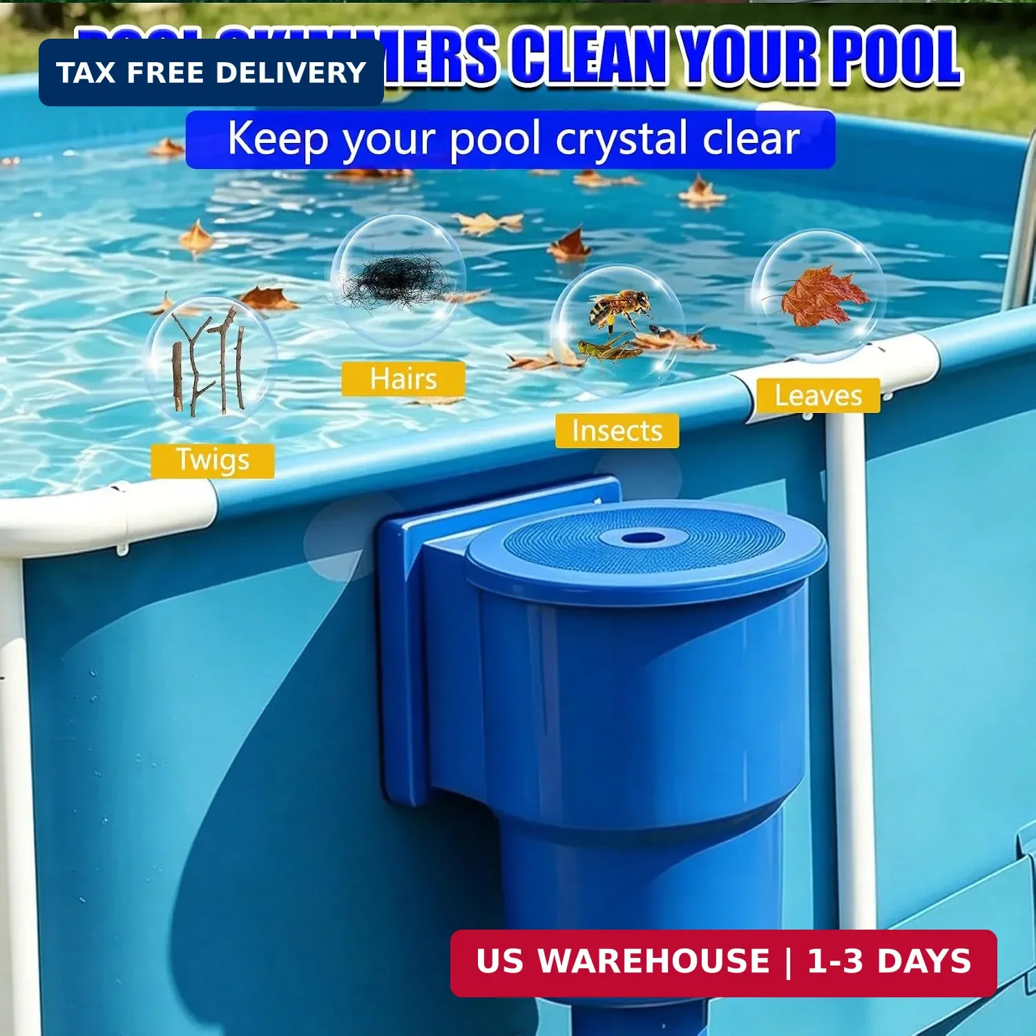 New Above-Ground Pool Skimmer, Thru-lWall-Mounted Above-Ground Pool Skimmer (wit