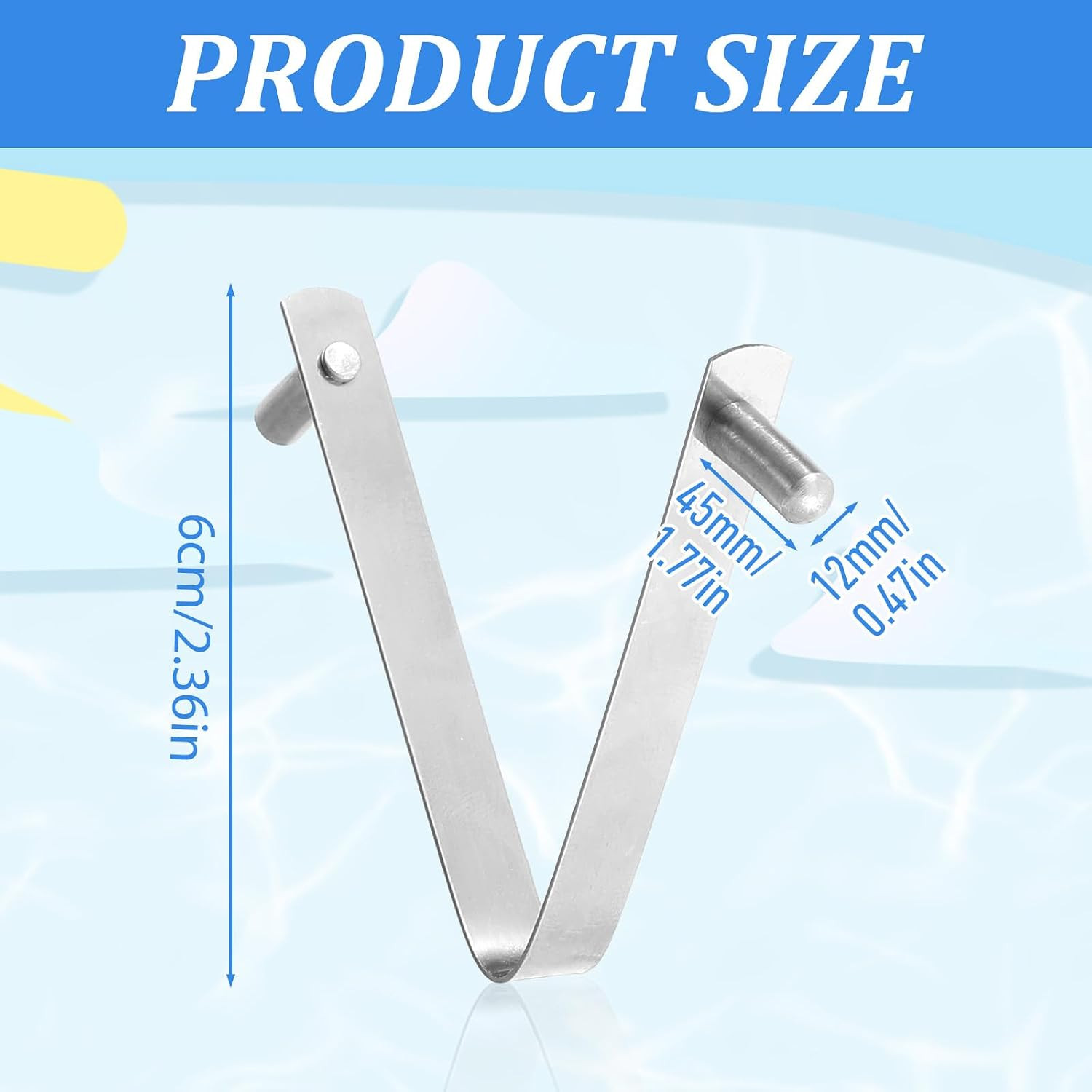 6 Pcs Pool Brush Clips, V-Shaped 304 Stainless Steel Pool Pole Clips, Double