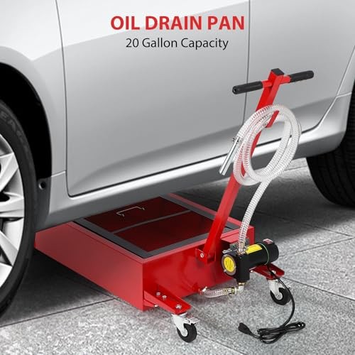 20 Gallon / 76L Low-Profile Oil Drain Tank with 110V Electric Pump — Heavy Duty