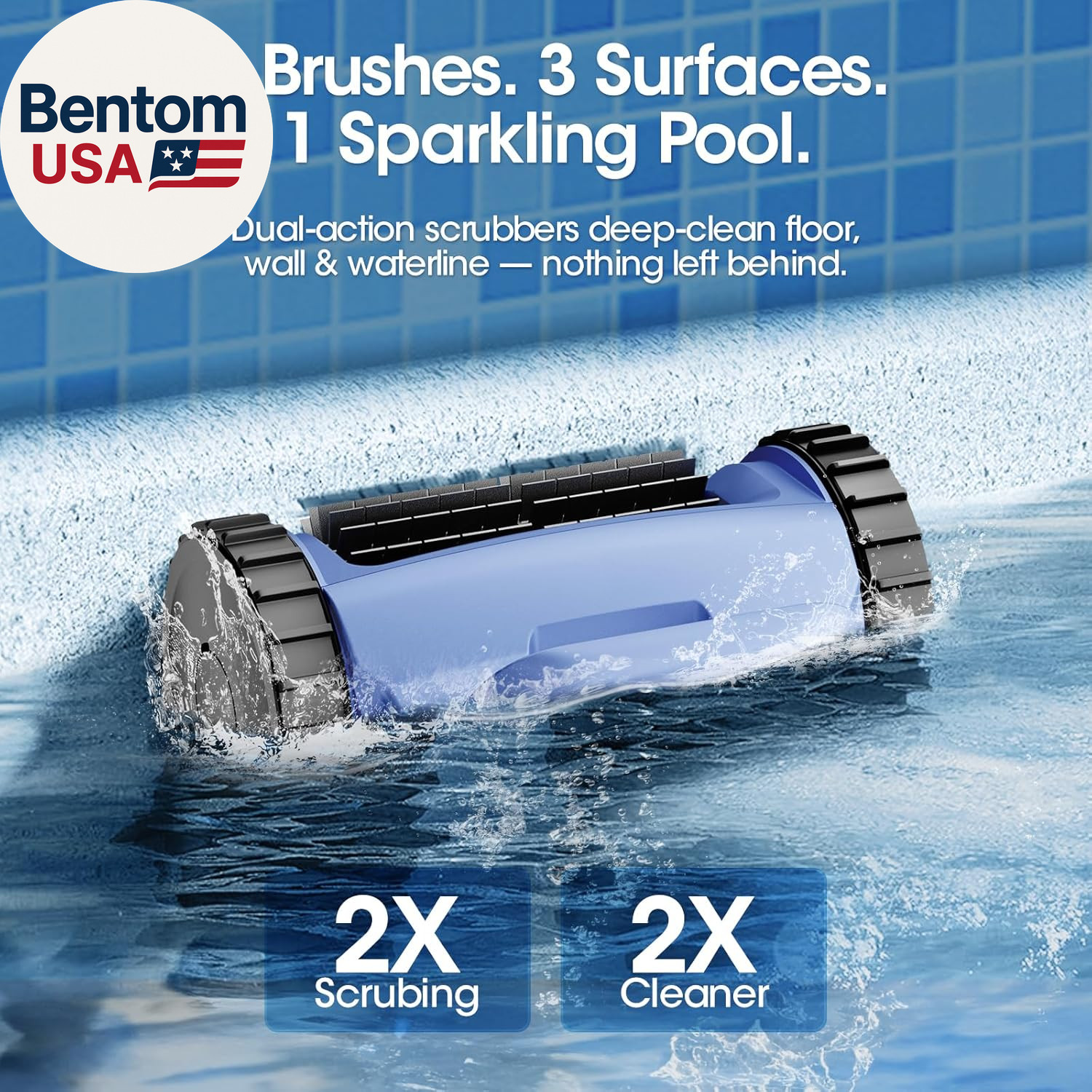 Cordless Robotic Pool Vacuum with Smarter Navigation & Track Drive, Dual 180W Br
