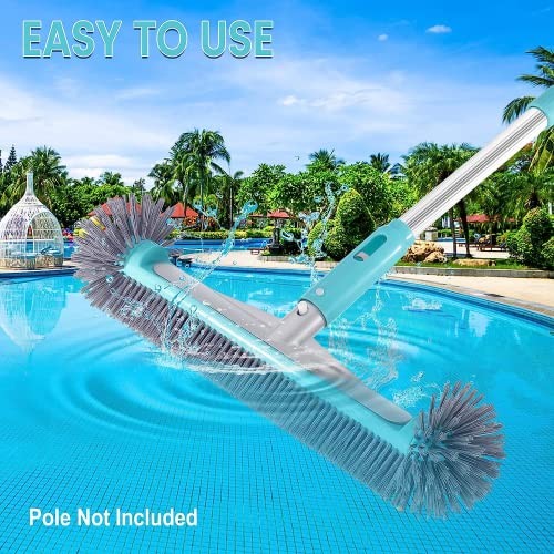 Swimming Pool Brush Head with Round Ends，17.5&Prime; Heavy Duty Aluminum Back Blue