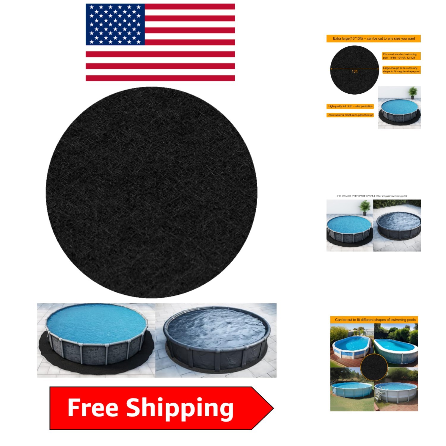 Customize Your 13x13ft Pool Pads – Protect Your Pool with Quality Felt Material