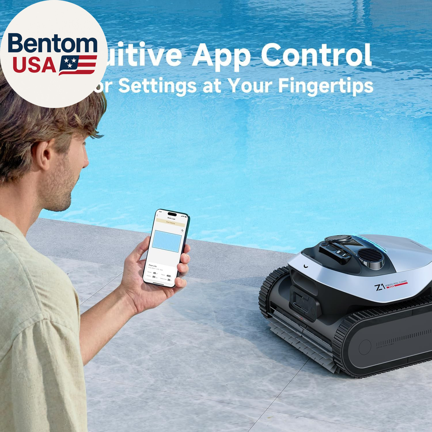 Z1 Cordless Robotic Pool Cleaner, 8000 GPH Suction, Floor & Wall & Waterline Cle