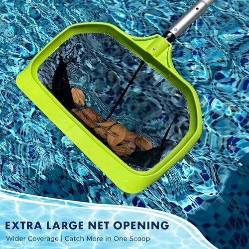Pool Skimmer Net 17.5&Prime; Leaf Rake with Fine Mesh – Reinforced Pool Net
