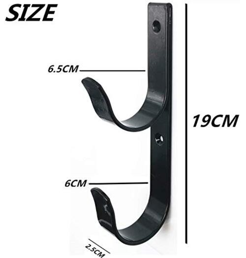 2 PCS Set Wide Pool Pole Hangers Heavy Duty Aluminium Holder Hooks with Black
