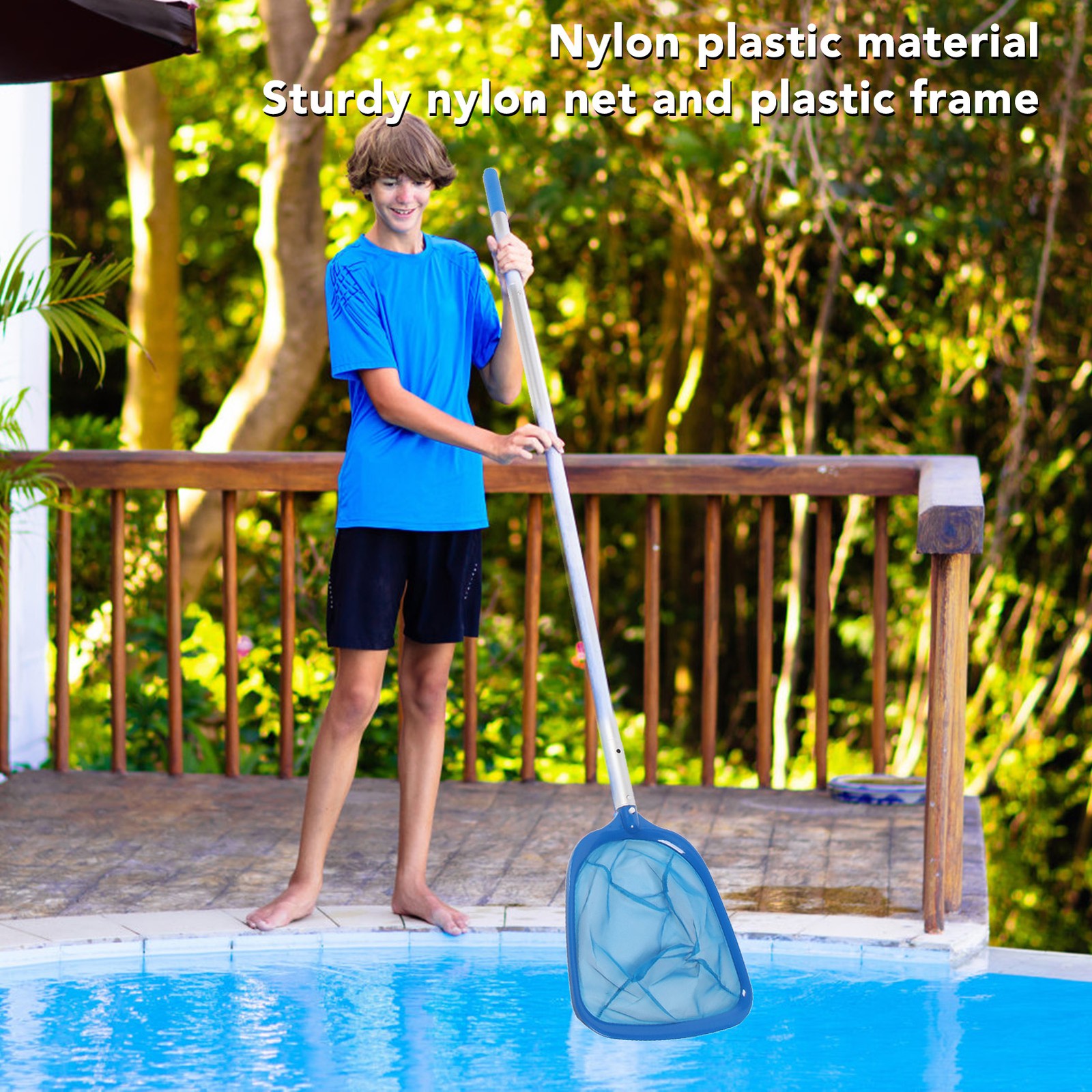 Pool Skimmer Net With Pole Adjustable Length For Quick Cleaning Easy To Use