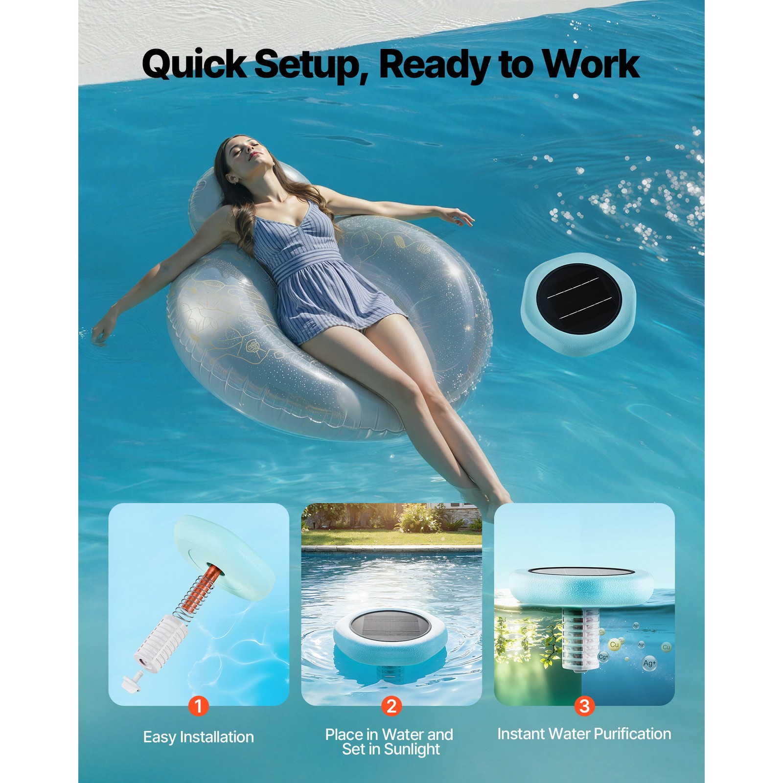 Uimoso Solar Pool Ionizer Hexagon Copper Purifier for Pools Up to 45000 Gal