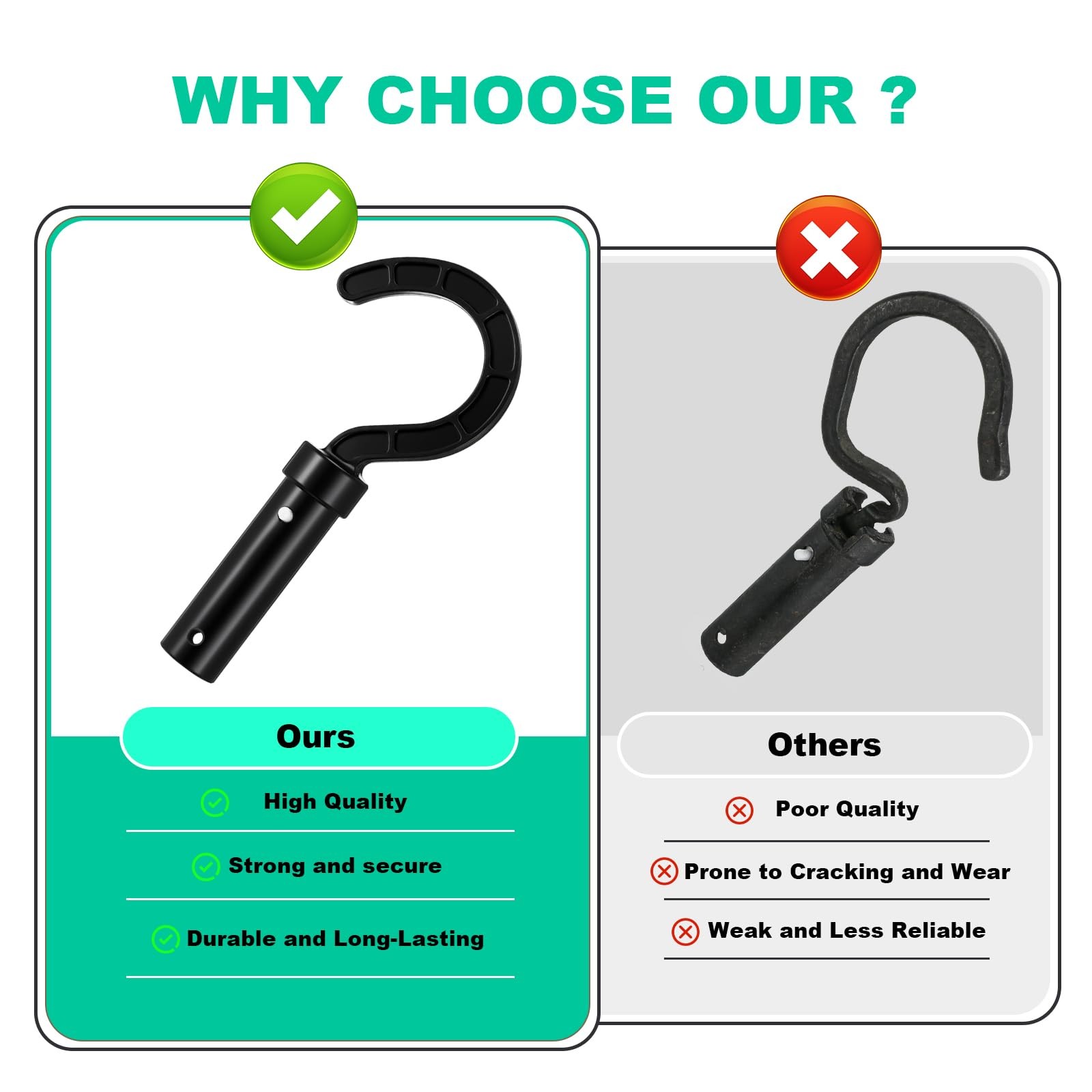 Grevosea Pool Robot Retrieval Hook for All Robotic Cleaners, Universal Black