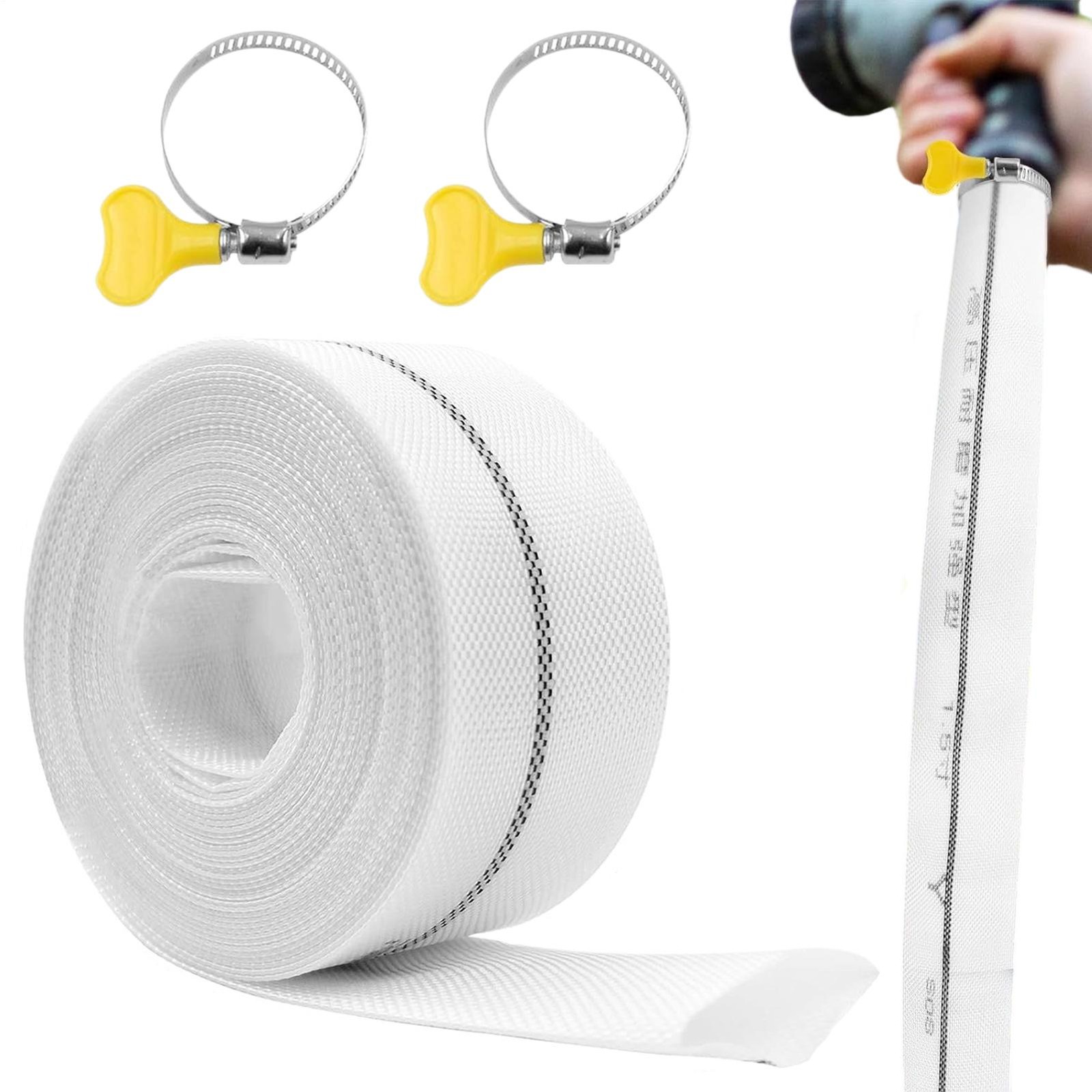 6.5cm x 50m Heavy Duty Pool Filter Backwash & Draining Hose with 2 Clamps