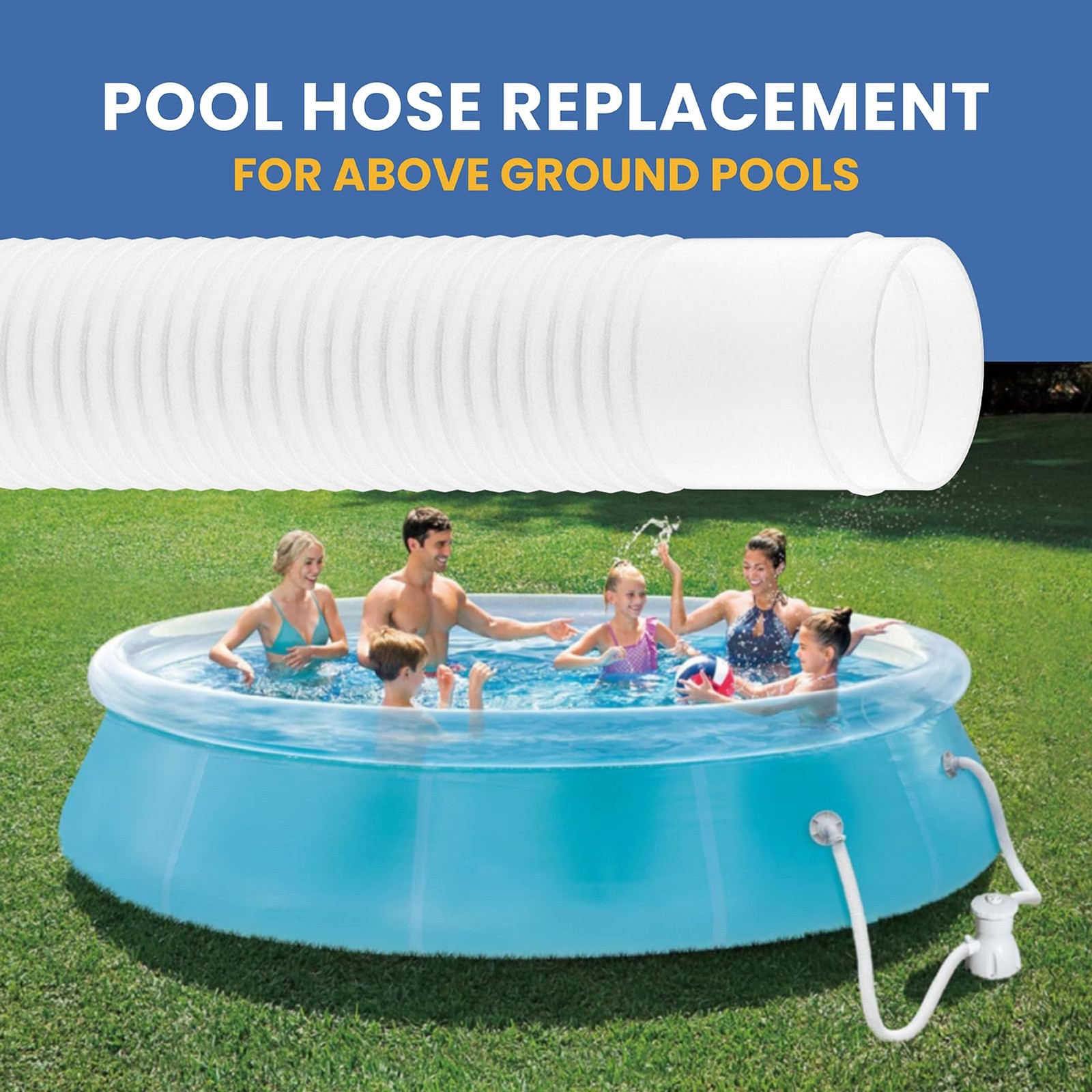 1.5&Prime; X 3ft Replacement Pool Skimmer Hose – Hoses x 36 inches, White